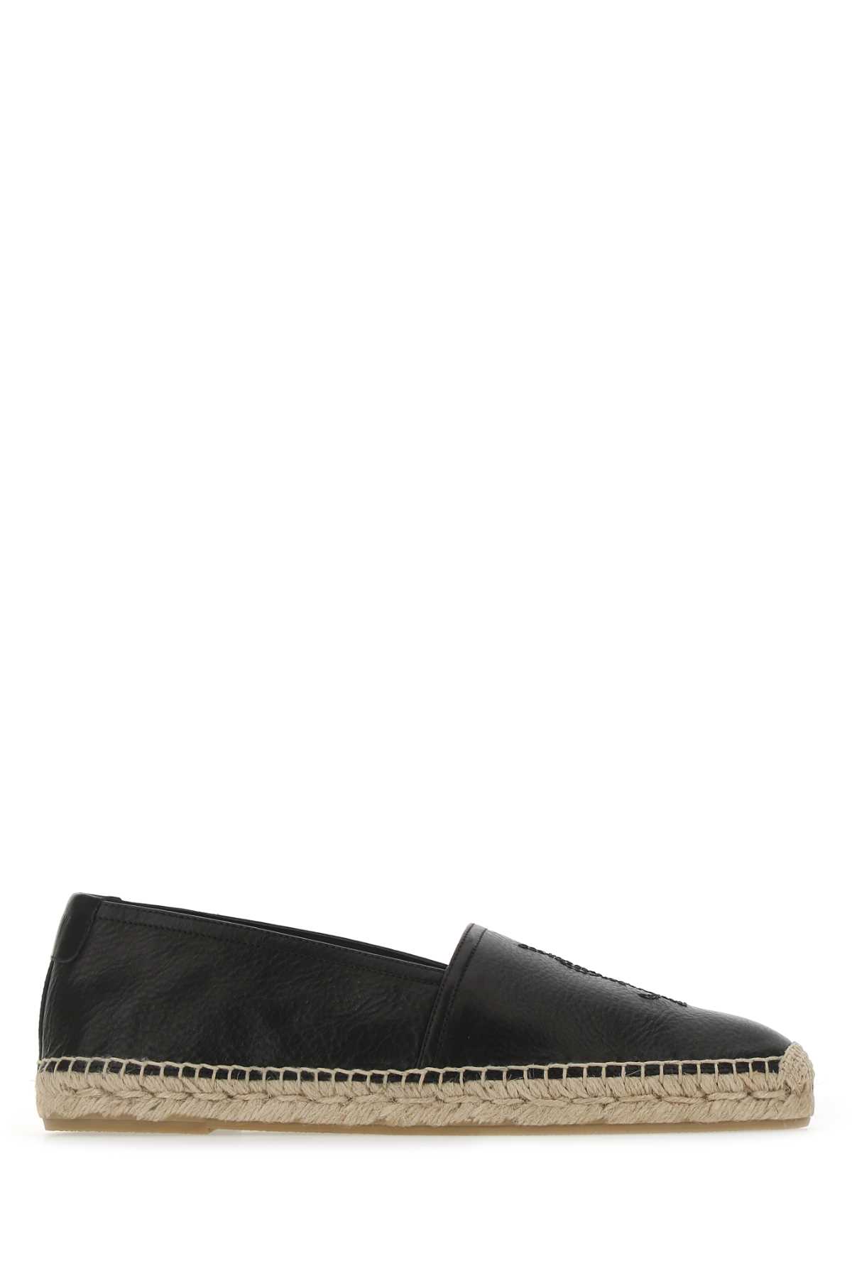 Saint Laurent Black Leather Monogram Espadrilles 1000 Espadrillas – Men