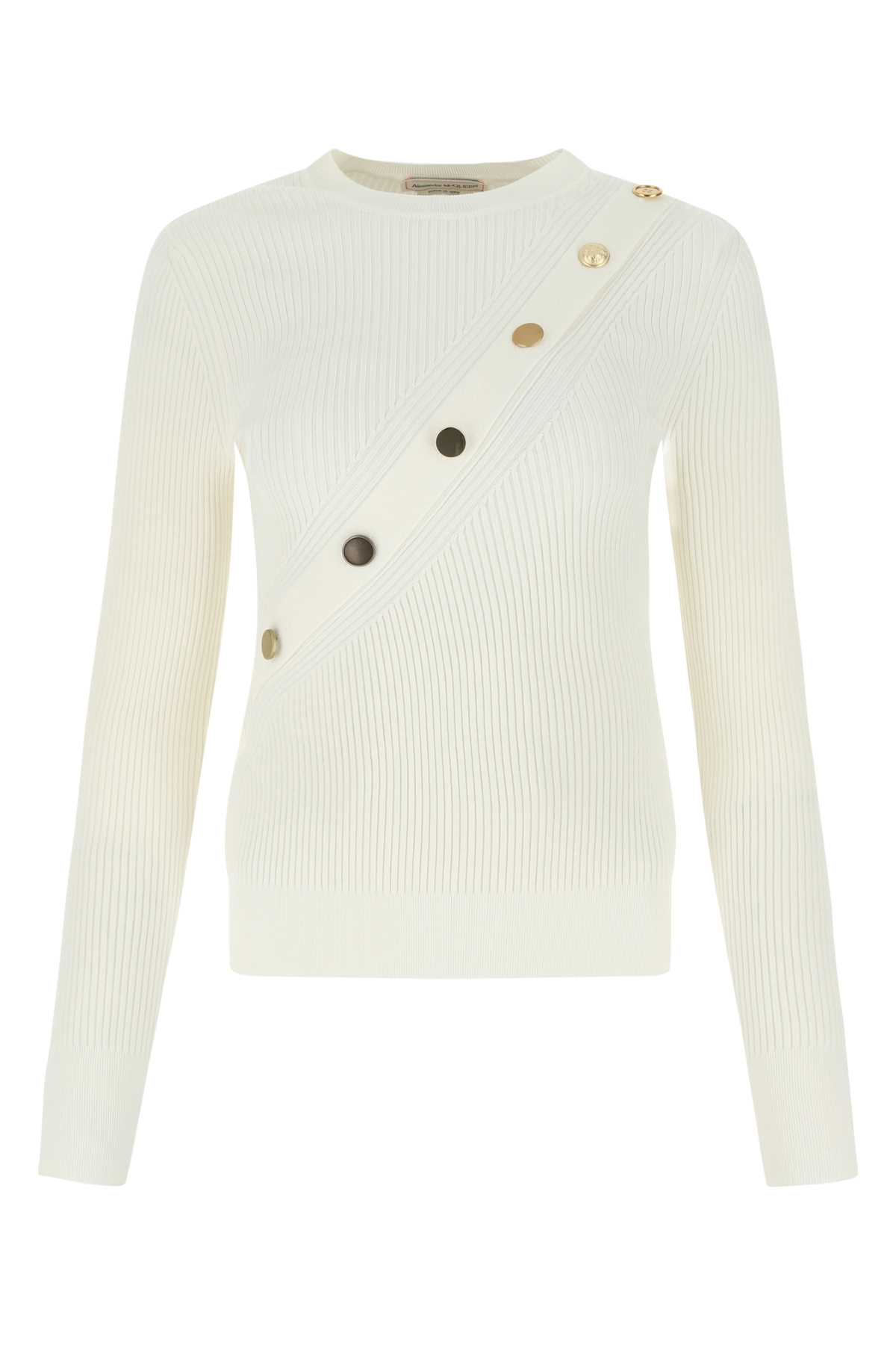Alexander McQueen Ivory Stretch Viscose Sweater 9038 Exterior: Elastane Maglieria – Women