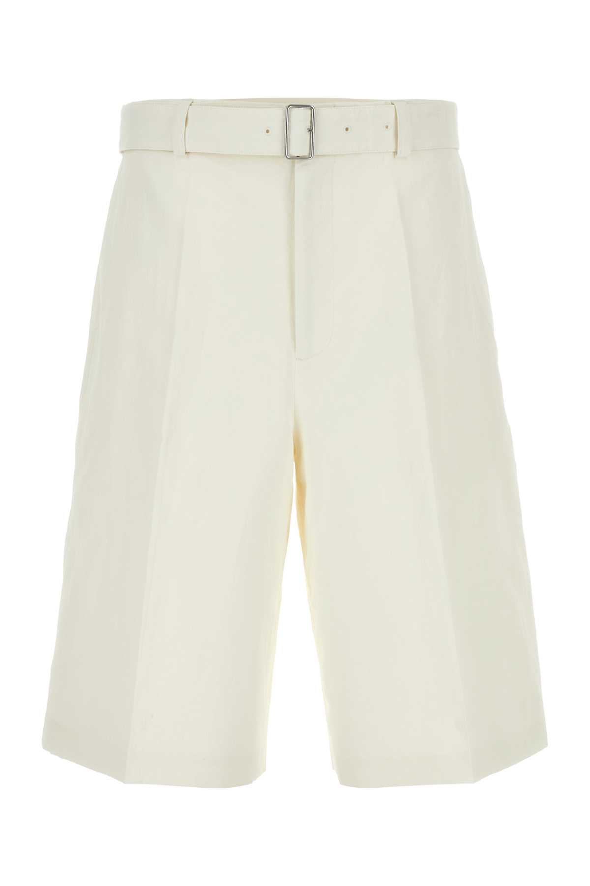 Jil Sander Ivory Linen Bermuda Shorts