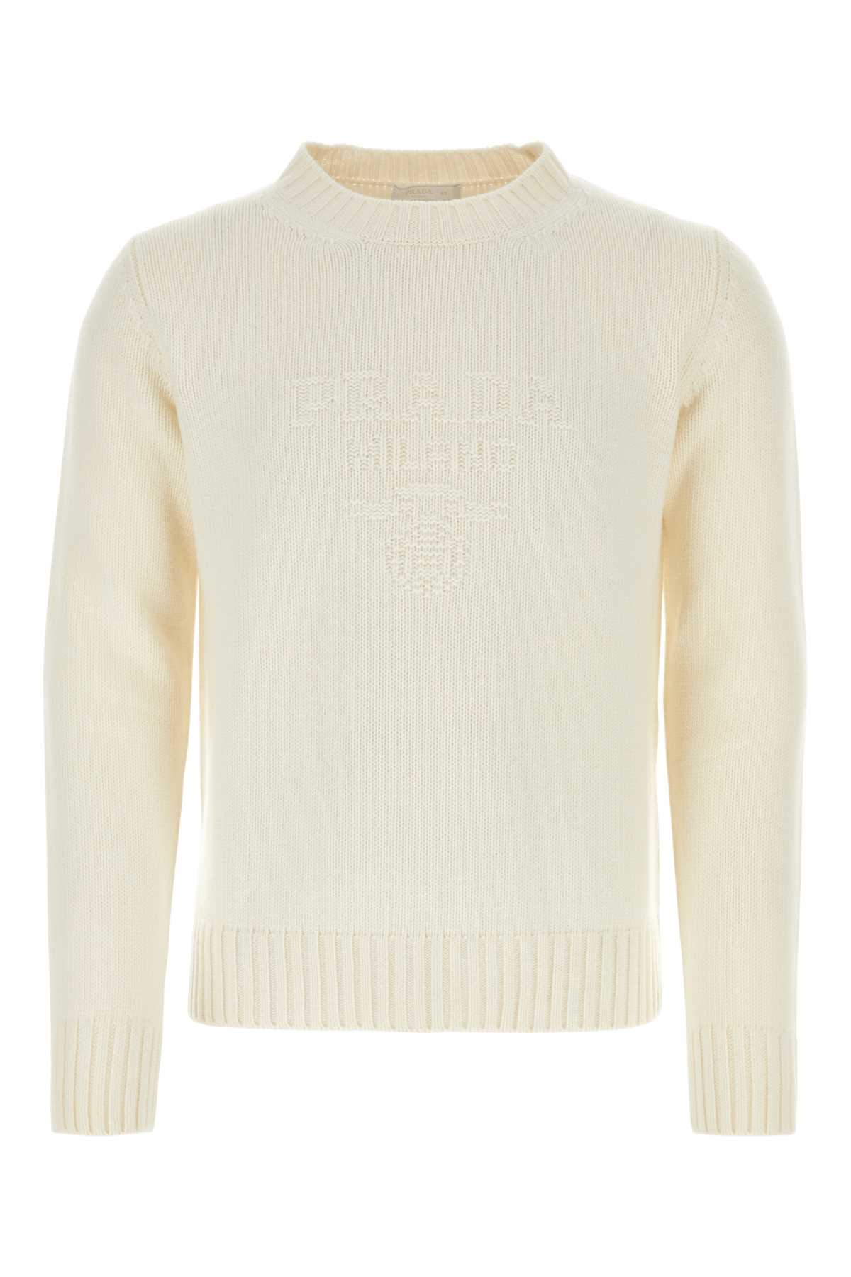 Prada Ivory Wool Blend Sweater Bianco Wswv Maglieria – Men