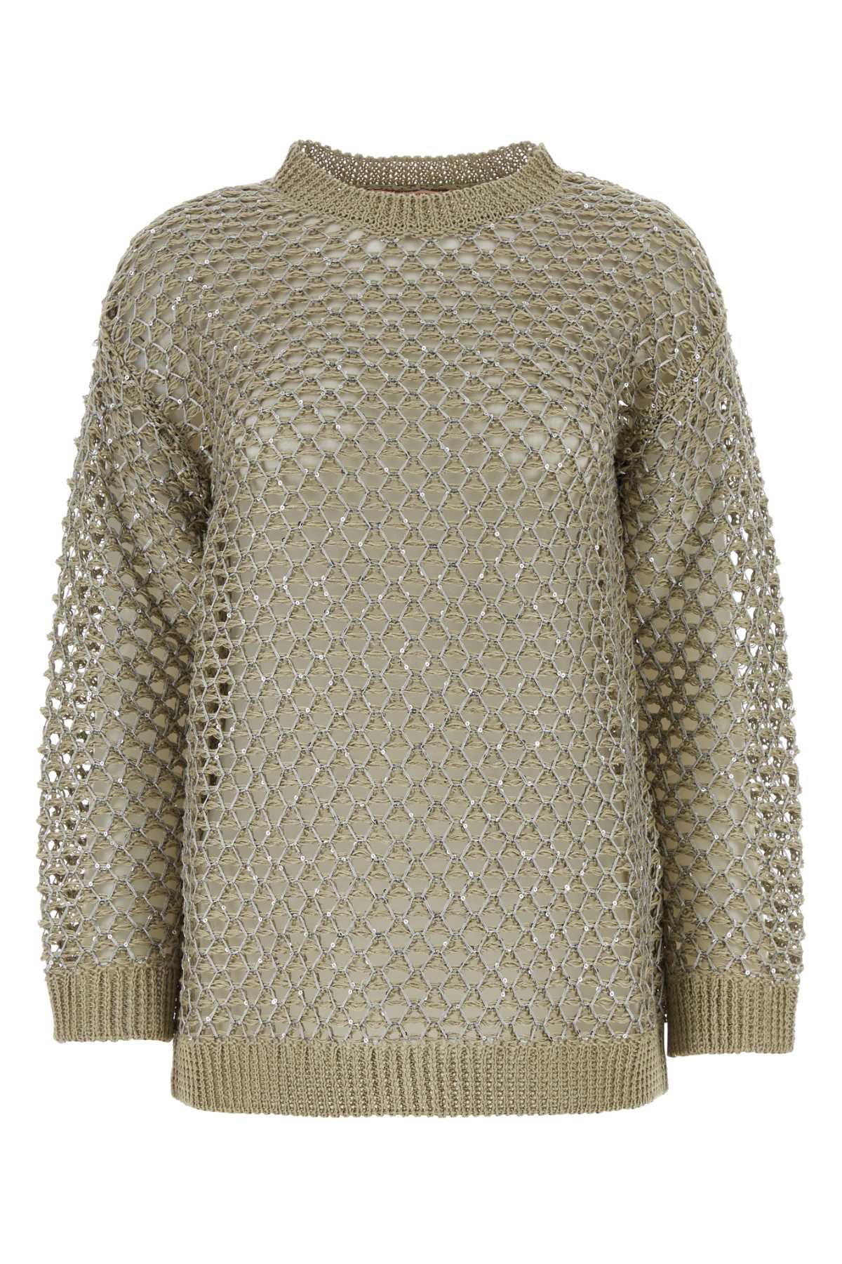Valentino Garavani Embellished Crochet Sweater Ecrusilver Exterior: Linen Polyester Maglieria – Women