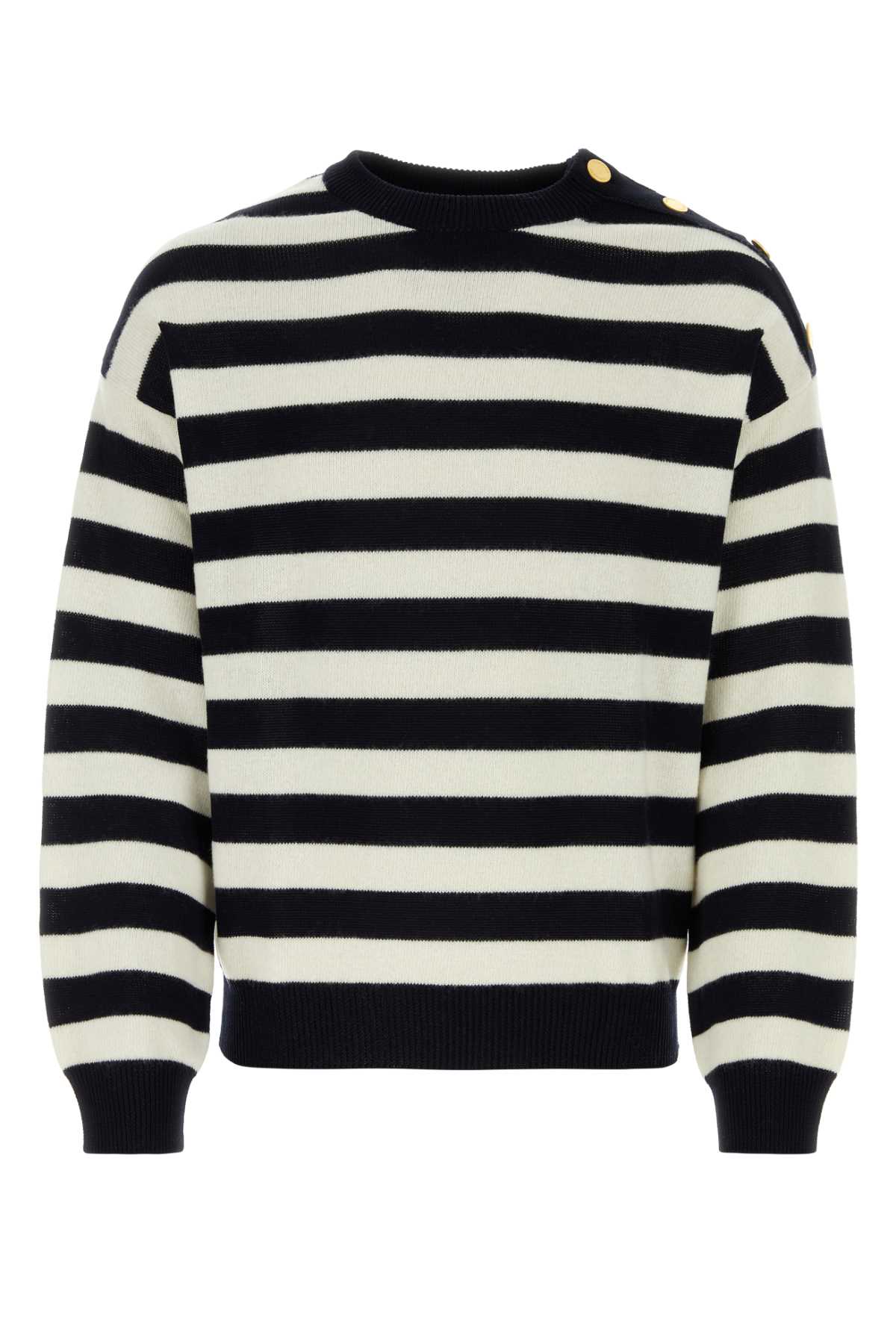 Valentino Garavani Embroidered Cotton Blend Sweater Avorionavy Exterior: Virgin Wool Maglieria – Men