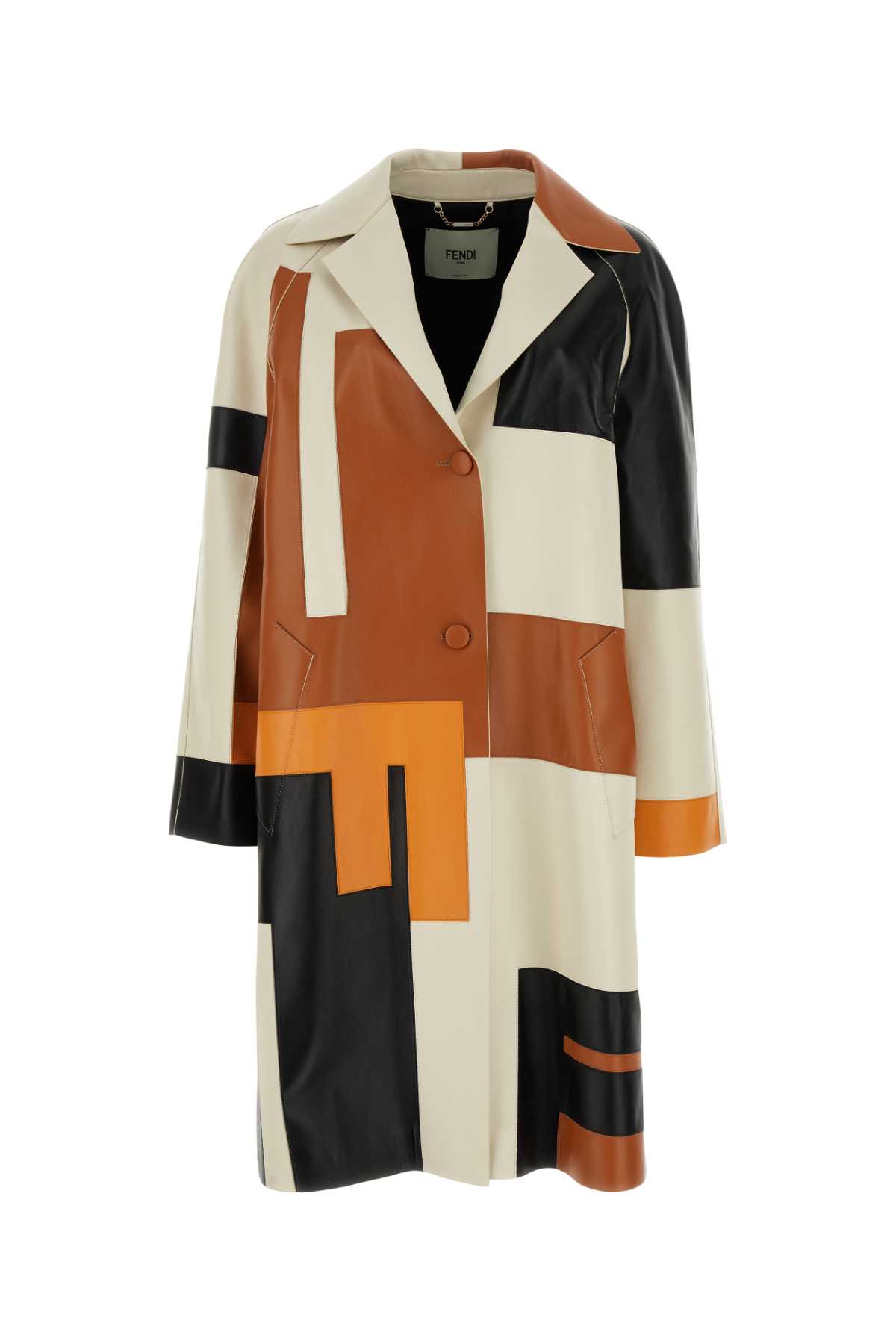 Fendi Multicolor Nappa Leather Overcoat Multimattone Exterior: Lamb Lining: Cupro Cappotti – Women