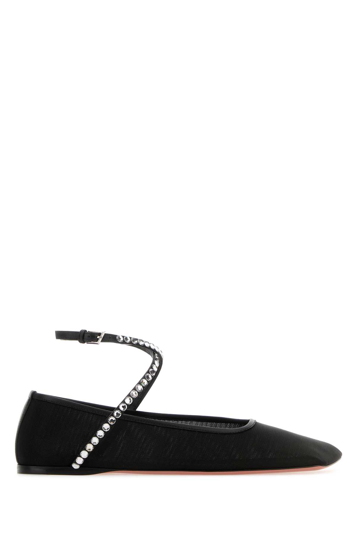 Amina Muaddi Black Mesh Ane Ballerinas Blawhicry Ballerine – Women