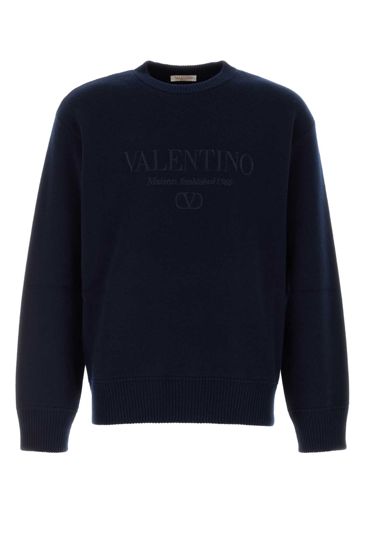 Valentino Garavani Dark Blue Wool Sweater Navy Exterior: Virgin Maglieria – Men