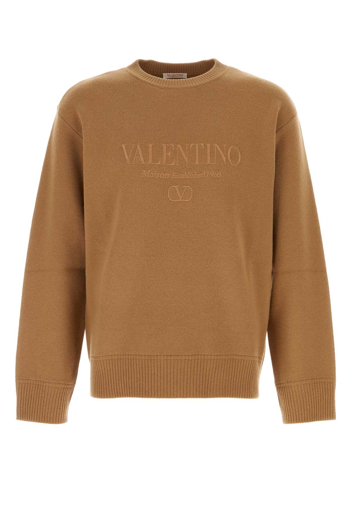 Valentino Garavani Biscuit Wool Sweater Cammello Exterior: Virgin Maglieria – Men