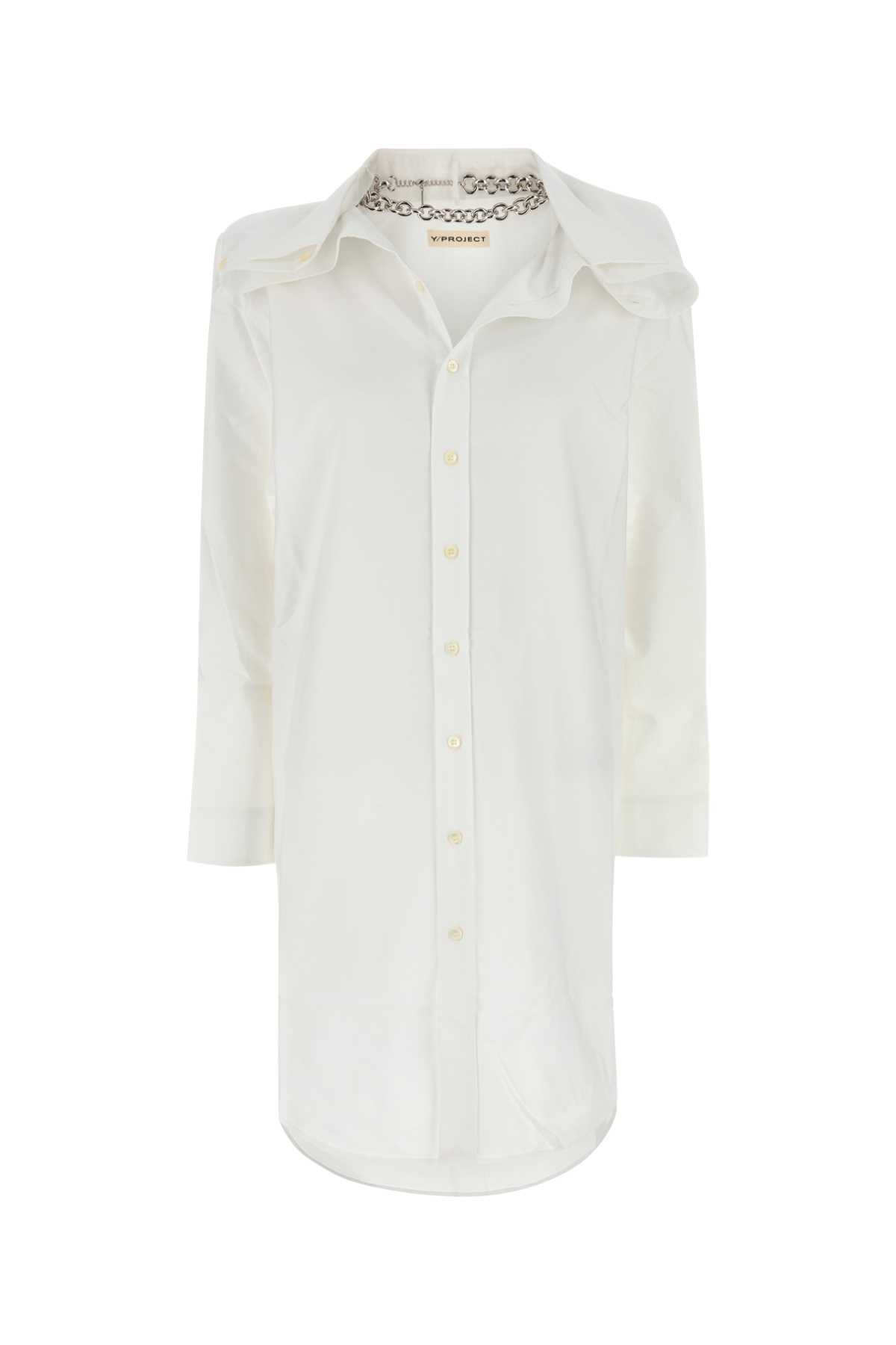 Y Project White Oxford Shirt Dress Evergreenwhite Exterior: Organic Cotton Abiti – Women