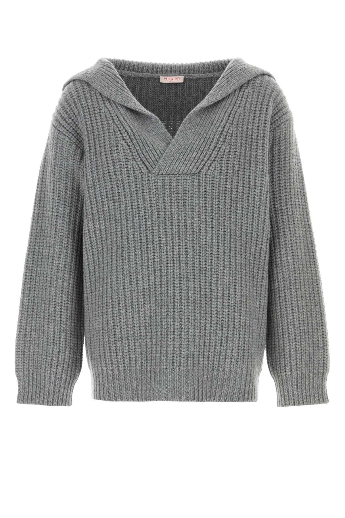 Valentino Garavani Grey Cashmere Sweater Grigiomelange Exterior: Maglieria – Men