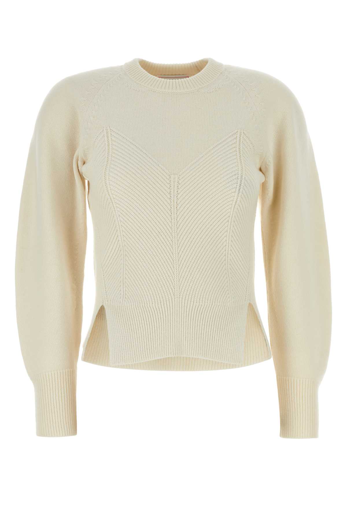 Alexander McQueen Ivory Wool Blend Sweater Exterior: Cashmere Maglieria – Women