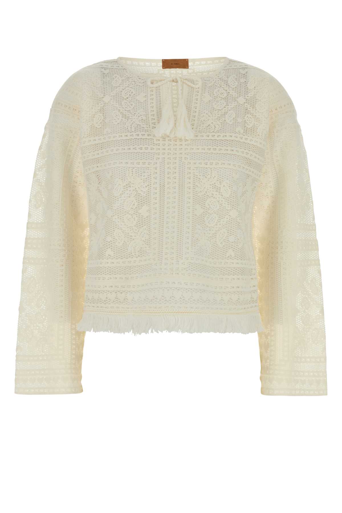 Alanui White Crochet Kiss By The Book Sweater Camicie – Women