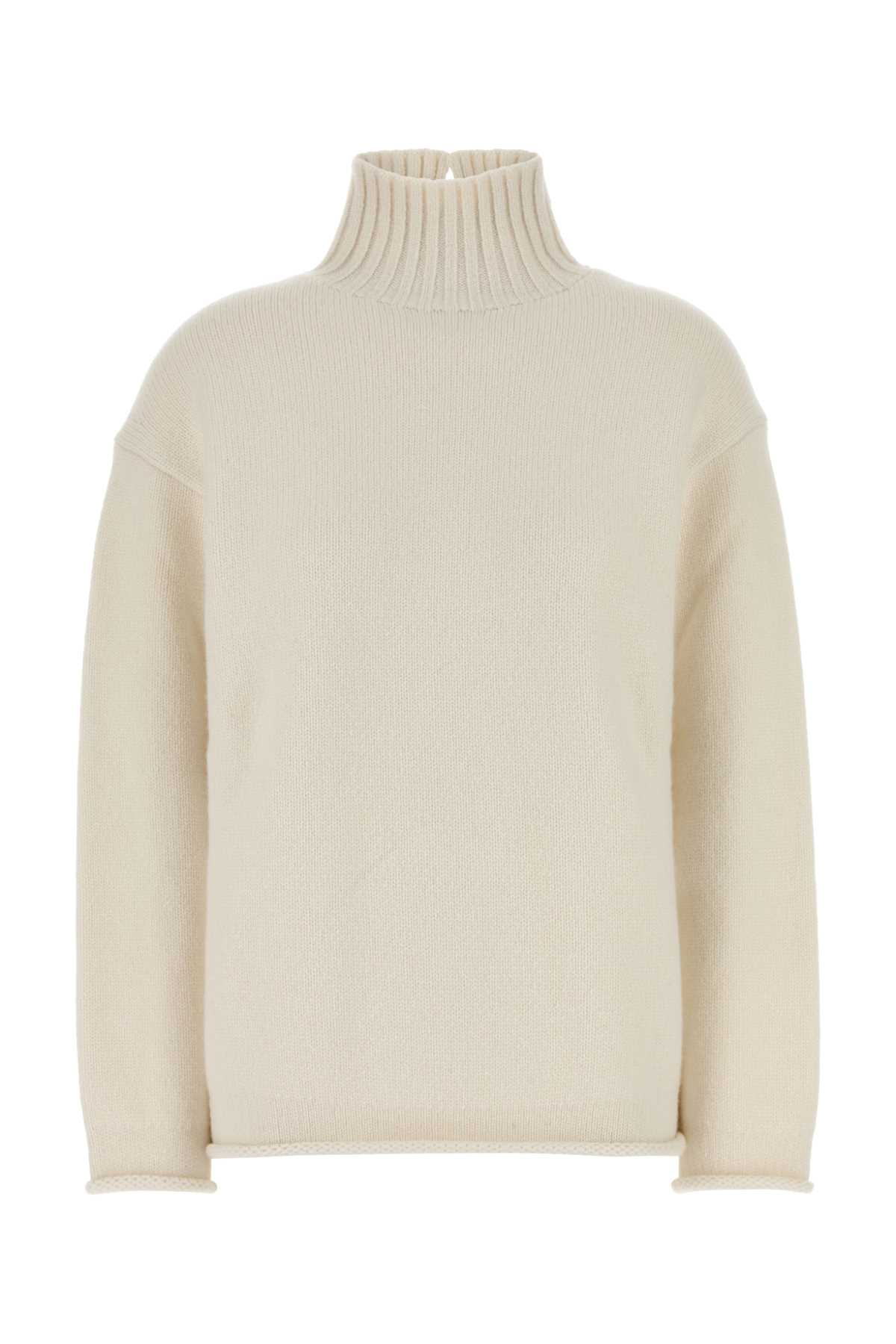 Bottega Veneta White Cashmere Sweater Chalk Exterior: Maglieria – Women