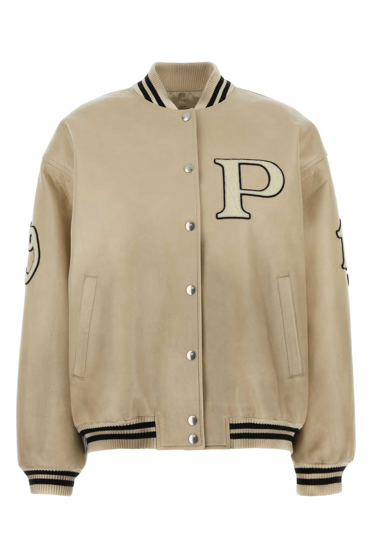 Prada Ivory Leather Bomber Jacket Avorio Vitello Giacche In Pelle – Women