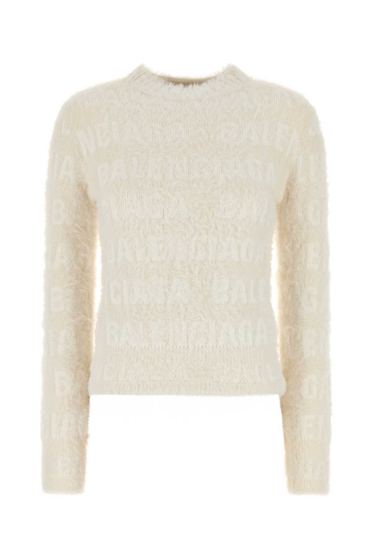 Balenciaga Ivory Wool Blend Sweater Exterior: Nylon Maglieria – Women