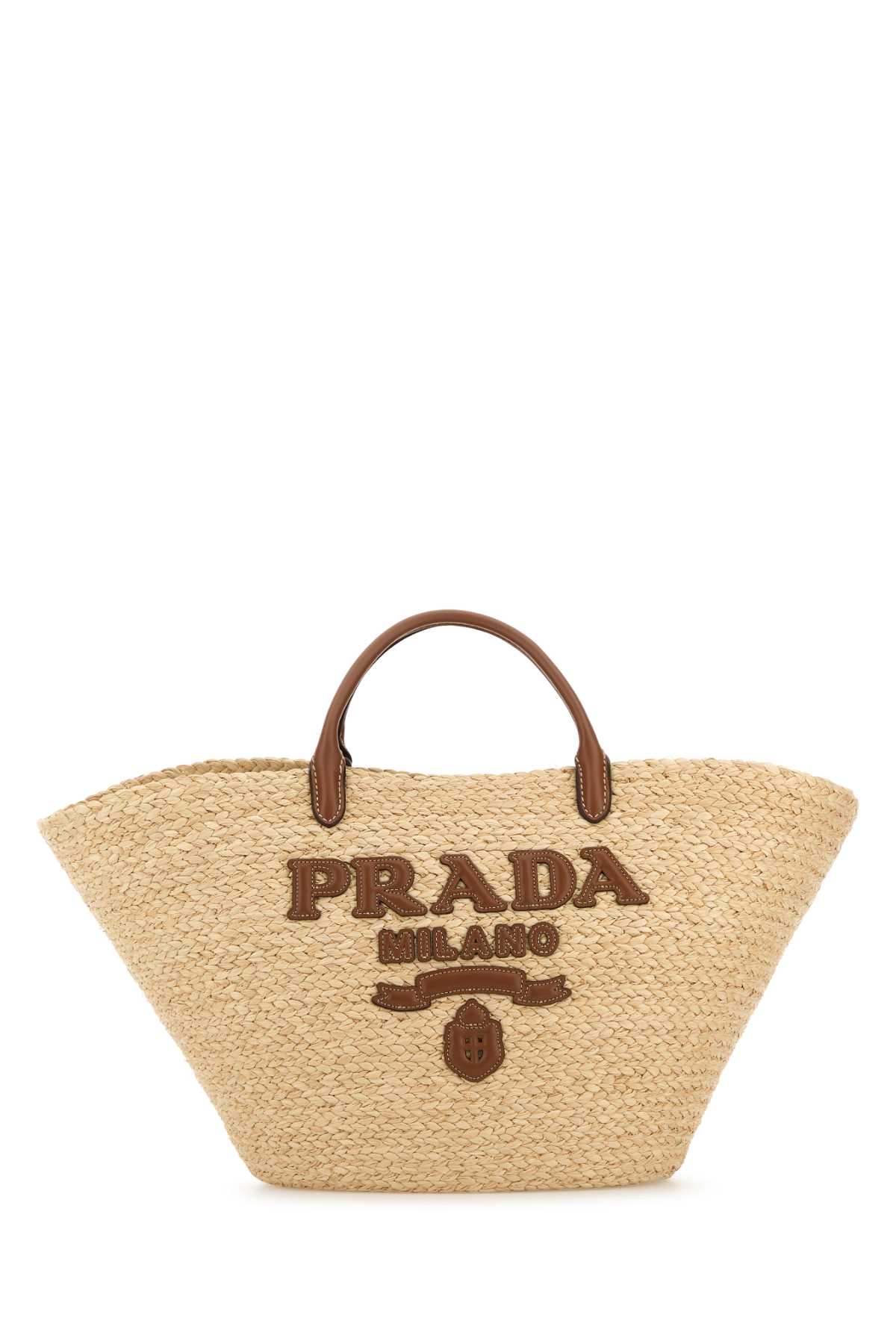 Prada Raffia Large Shopping Bag Naturalecognac Raphiafarinifera-vitello Borse A Mano – Women