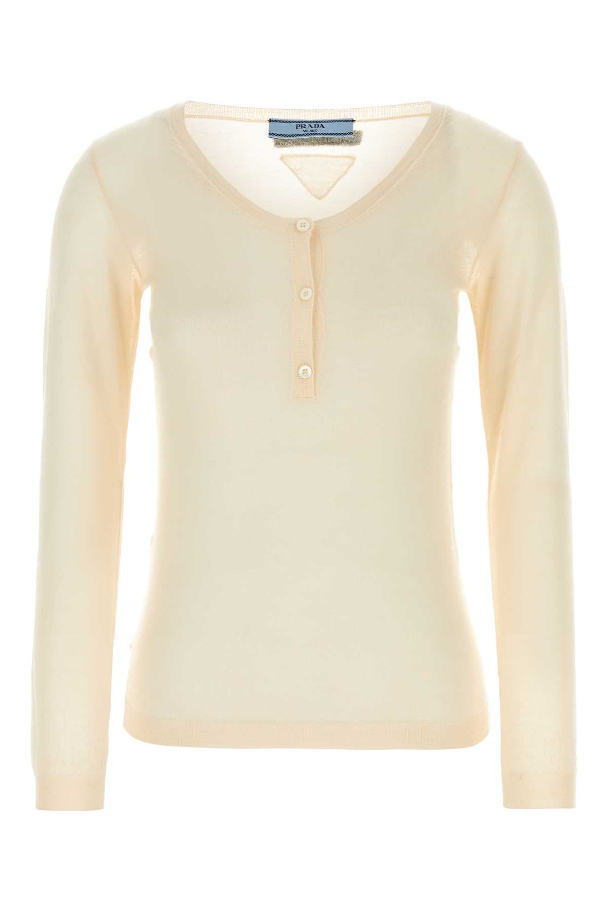 Prada Skin Pink Cashmere Blend Sweater Naturale Exterior: Silk Maglieria – Women