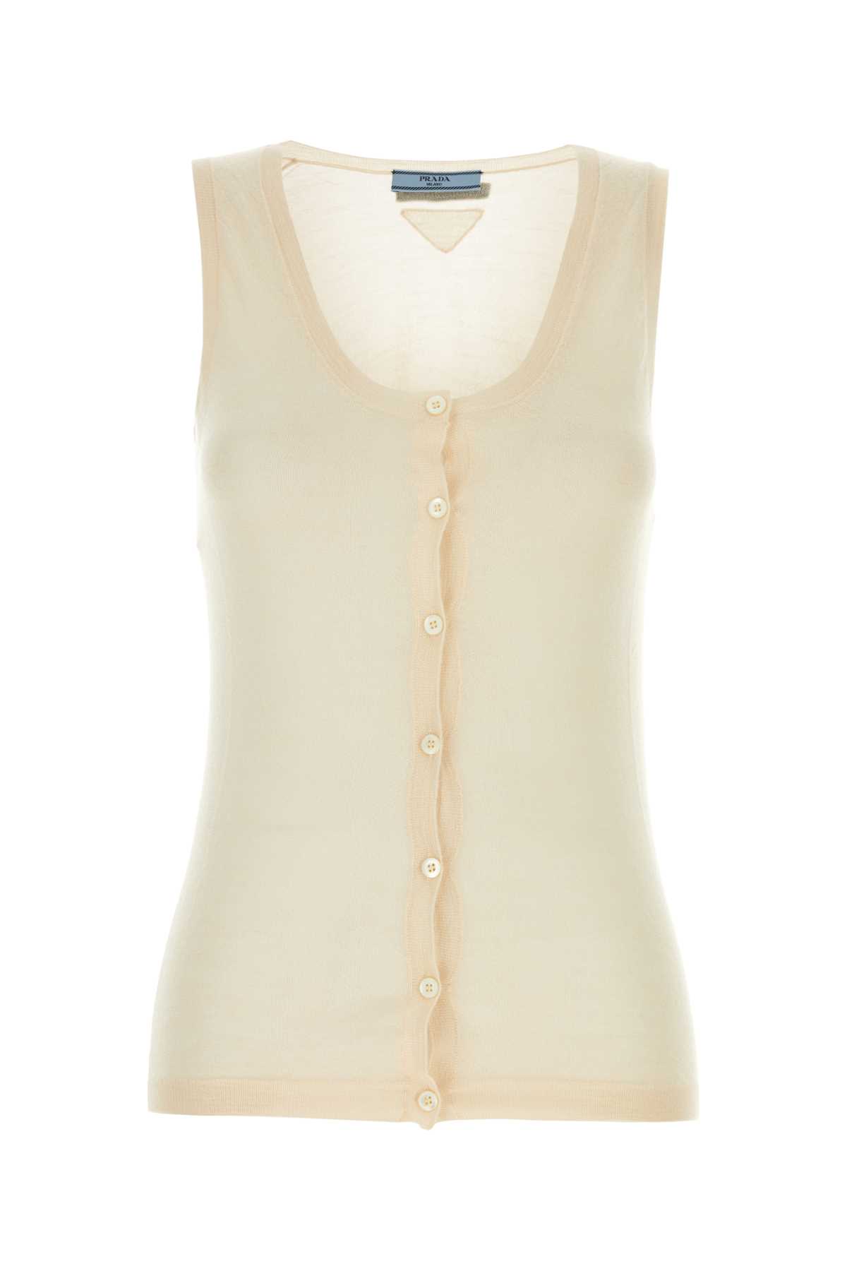 Prada Skin Pink Cashmere Blend Vest Naturale Exterior: Silk Maglieria - Women