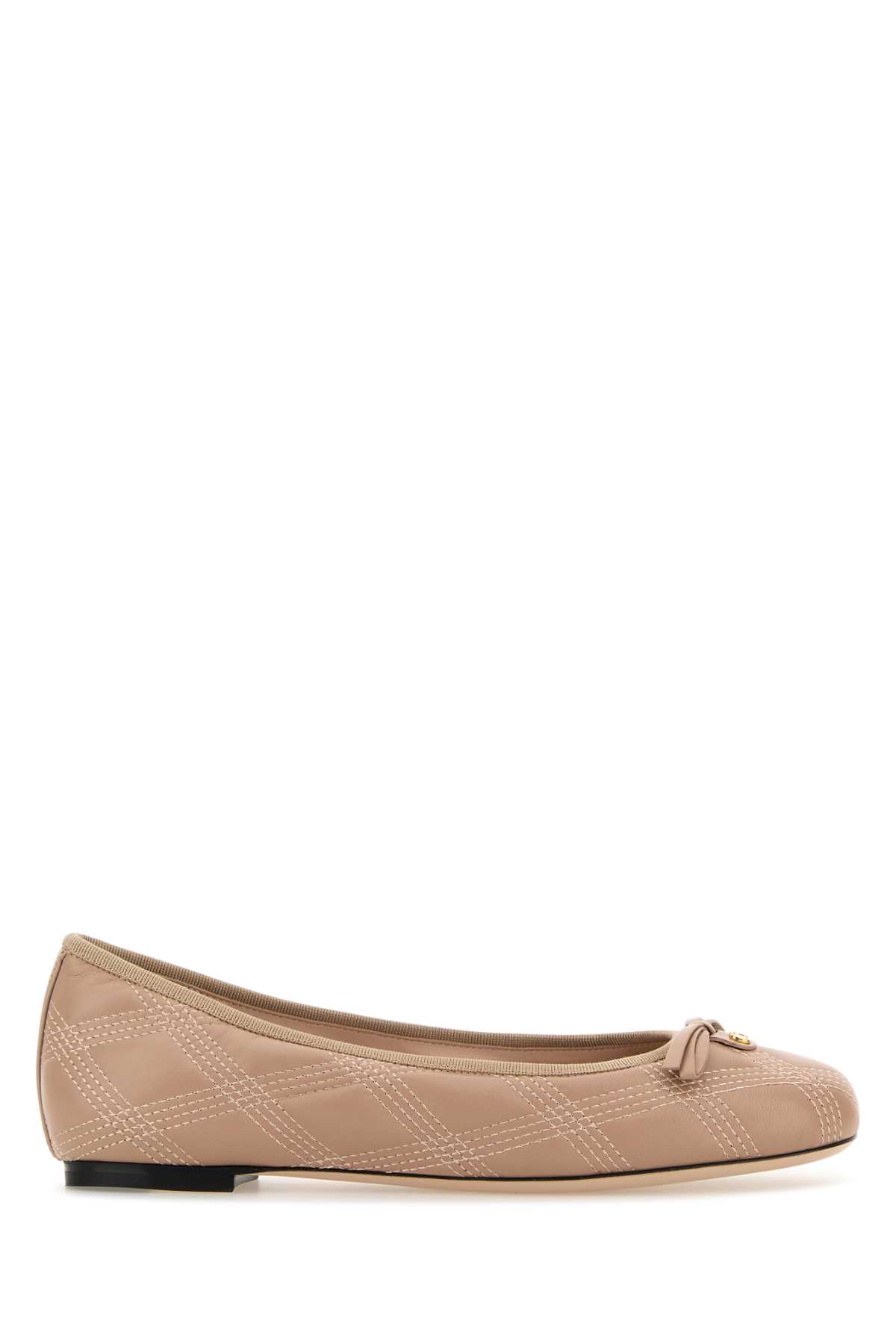 Valentino Garavani Powder Pink Leather Ballerinas Rosecannelle Ballerine – Women