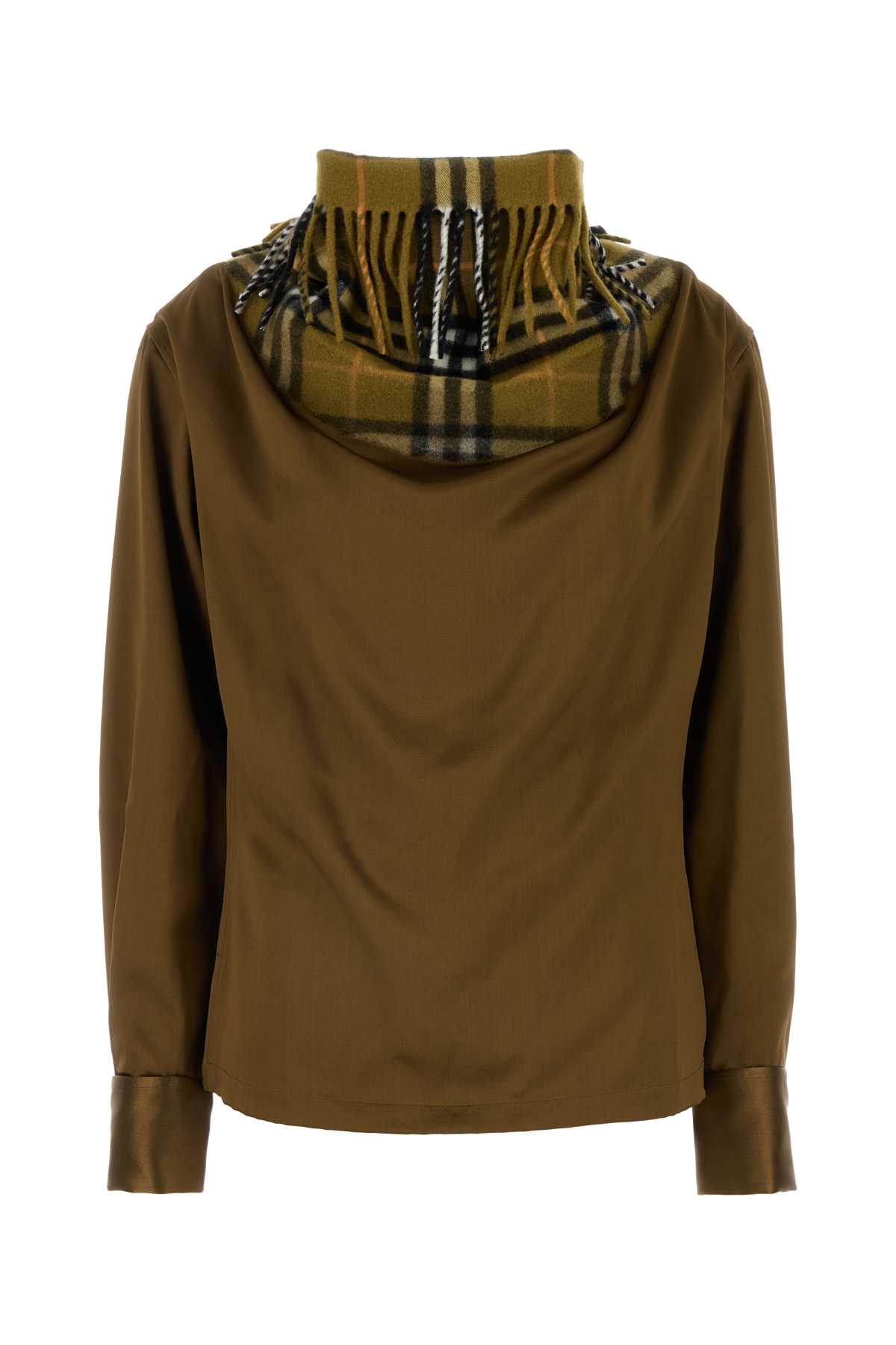 Burberry Biscuit Satin Blouse Camp Exterior: Viscose Maglie – Women