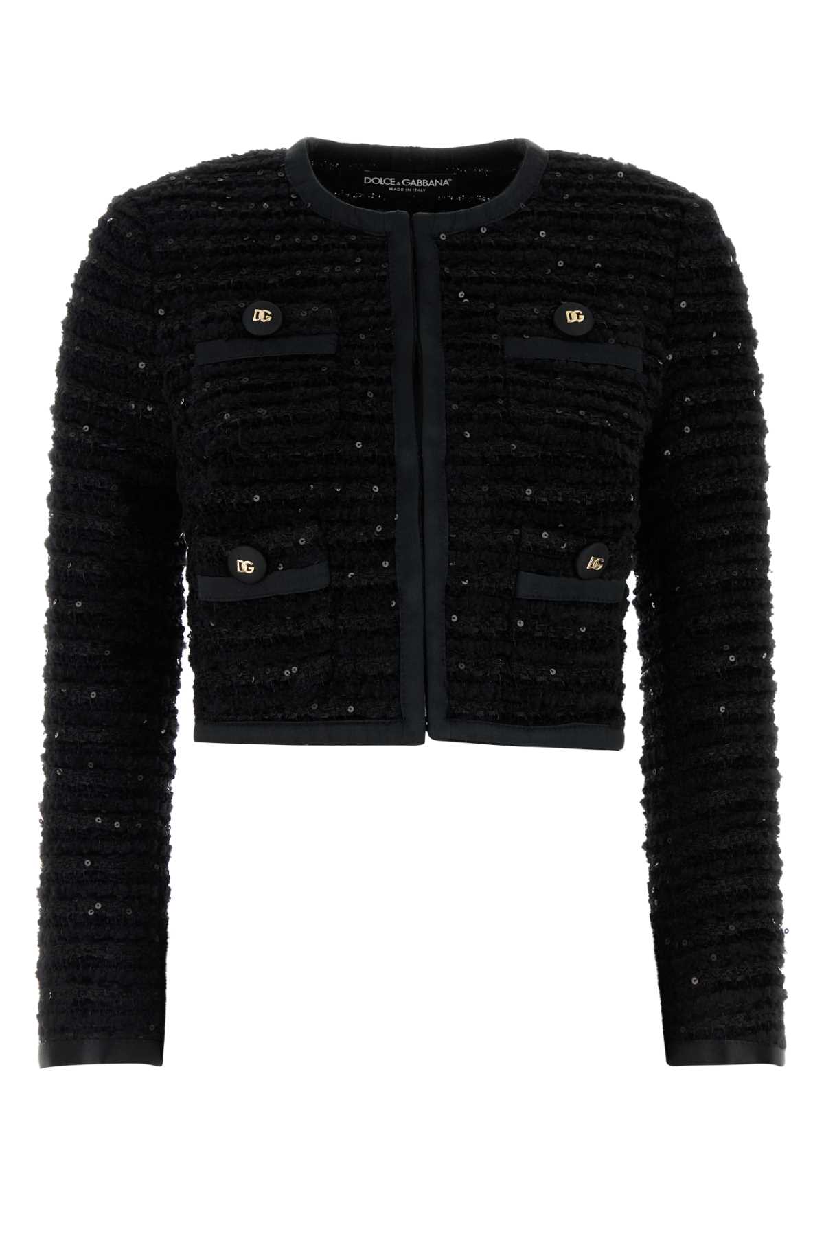 Dolce & Gabbana Black Tweed Blazer Nero Giacche E Gilet – Women