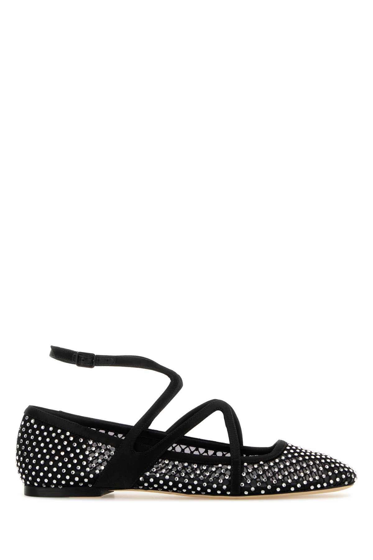 Jimmy Choo Embellished Mesh Astoria Ballerinas Blackcrystal Ballerine – Women
