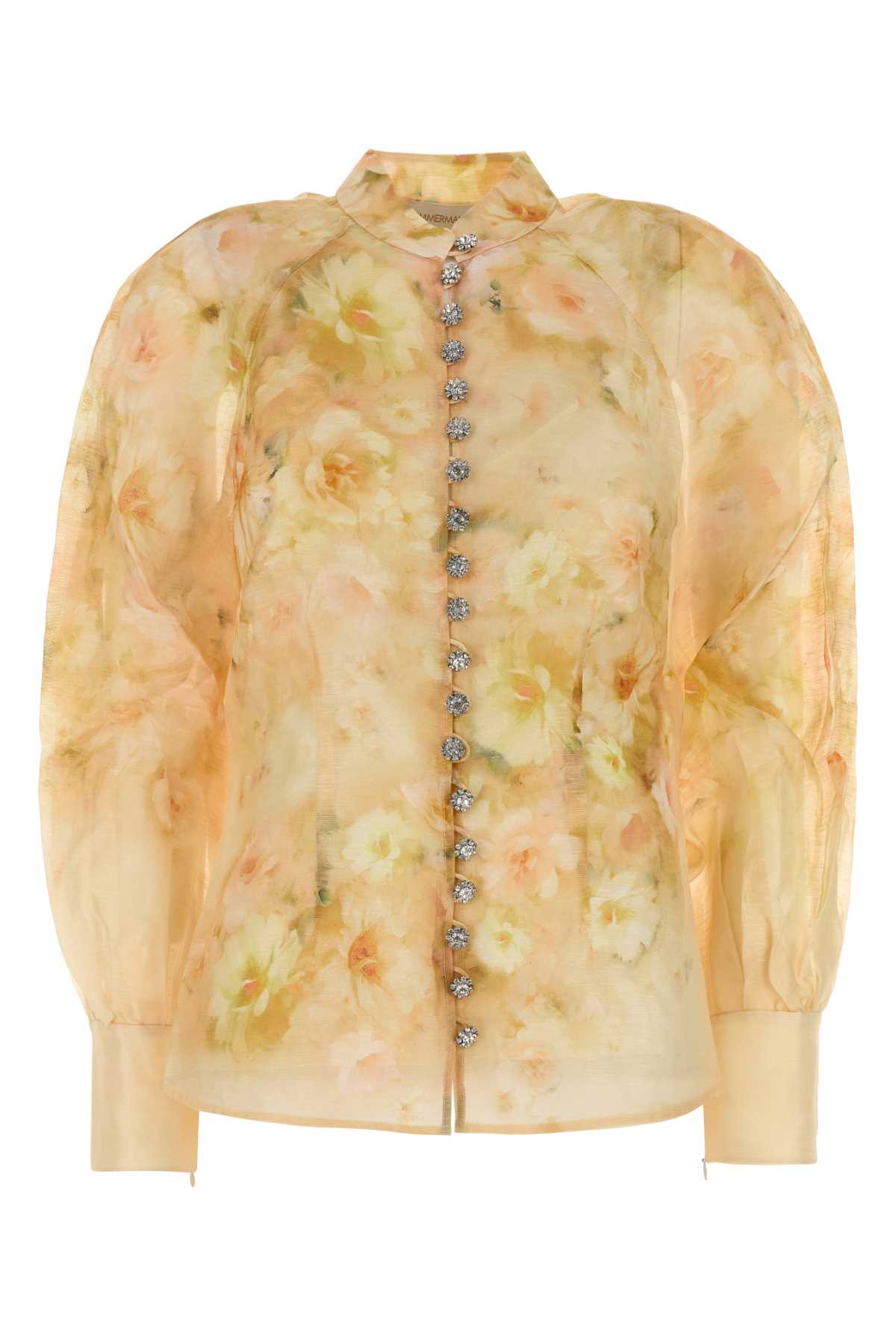 Zimmermann Printed Linen Blend Crush Shirt Yellowfloral Camicie – Women