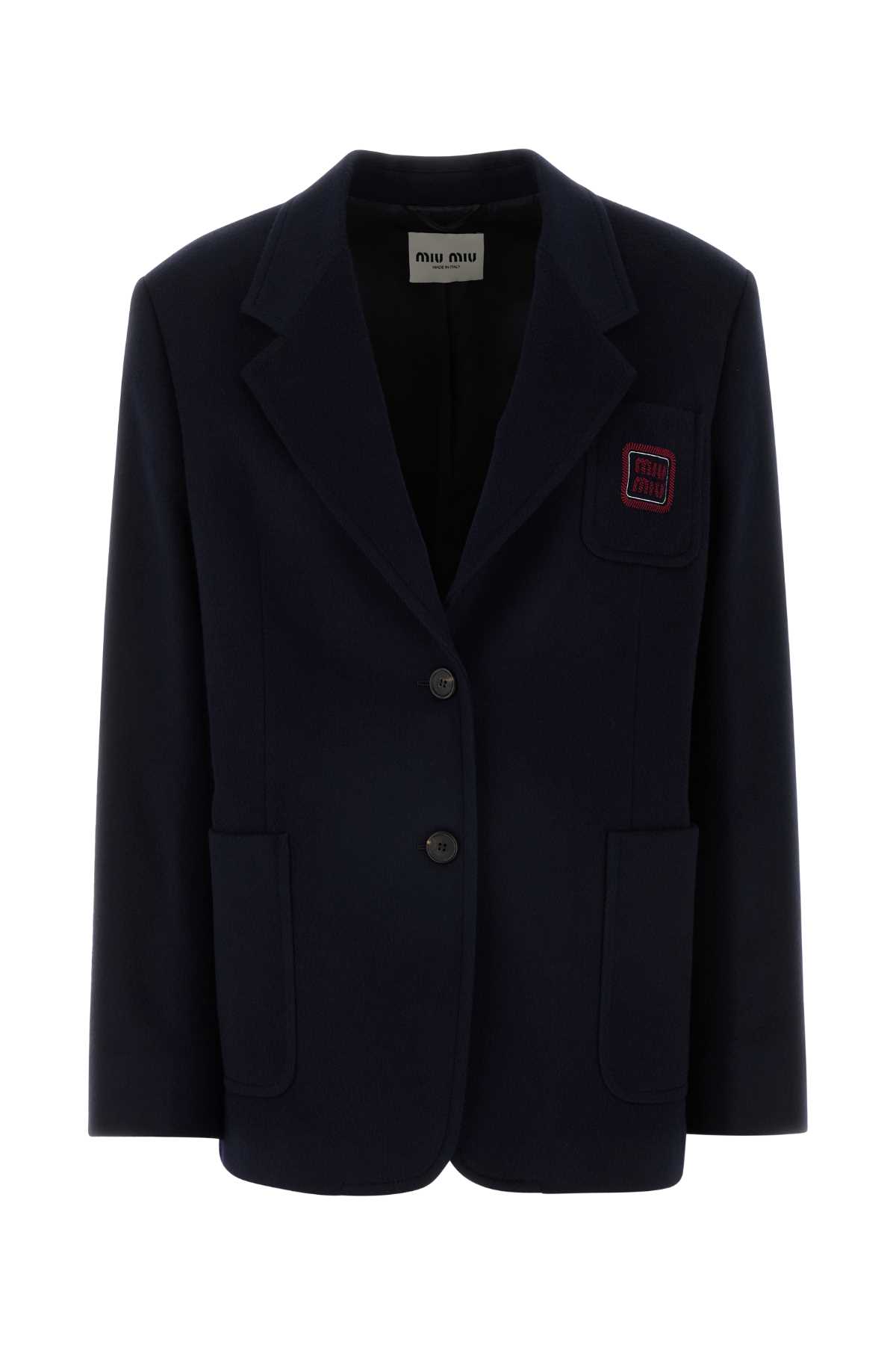 Miu Miu Midnight Blue Wool Blend Blazer Bleu Giacche E Gilet – Women