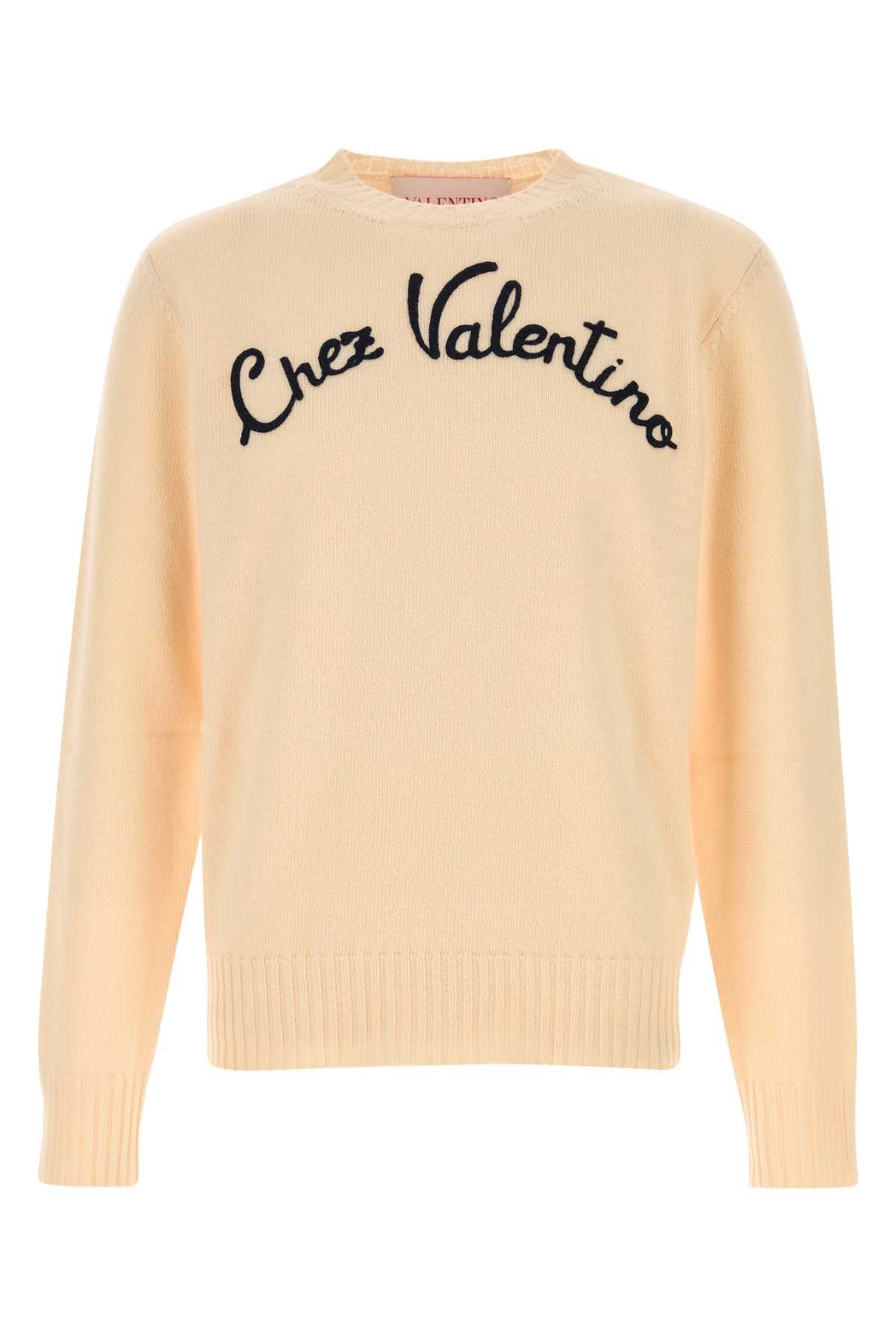 Valentino Garavani Cream Wool Sweater Burro Exterior: Virgin Maglieria – Men