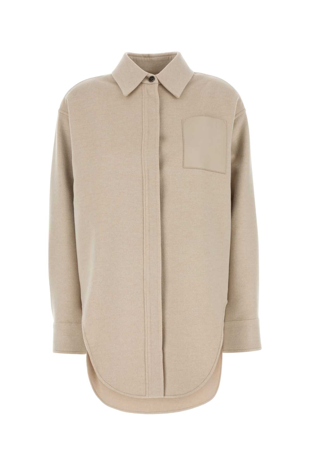 Loewe Sand Flannel Shirt Lightbeigemelange Exterior: Wool Cashmere Camicie – Women
