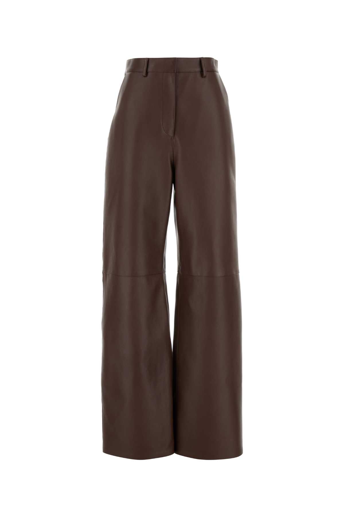 Loewe Chocolate Nappa Leather Pant Chocolatebrown Exterior: Lamb Pantaloni – Women