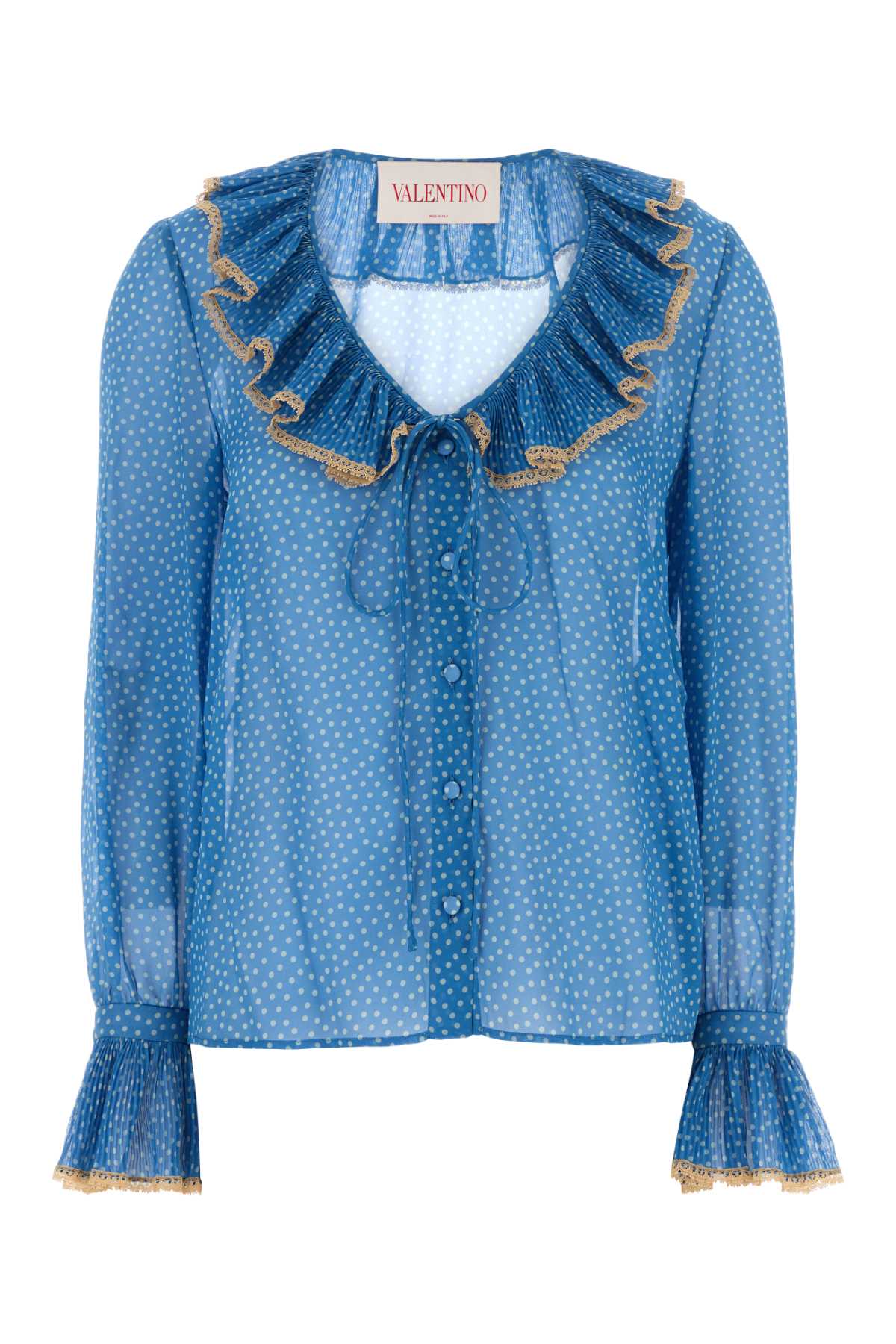 Valentino Garavani Printed Silk Blouse Ceruleanbetulla Exterior: Maglie – Women