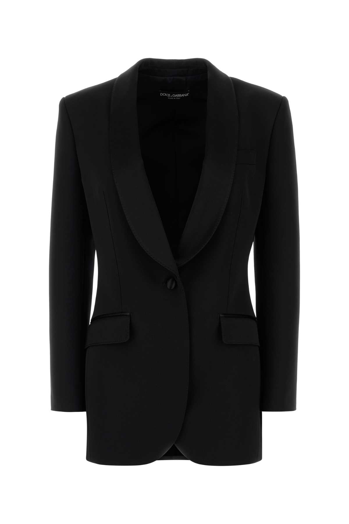Dolce & Gabbana Black Stretch Wool Blend Blazer Nero Giacche E Gilet – Women