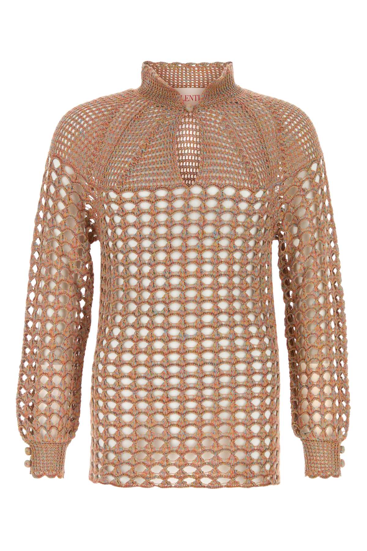 Valentino Garavani Multicolor Crochet Sweater Ocramouline’ Exterior: Linen Cotton Maglieria – Men