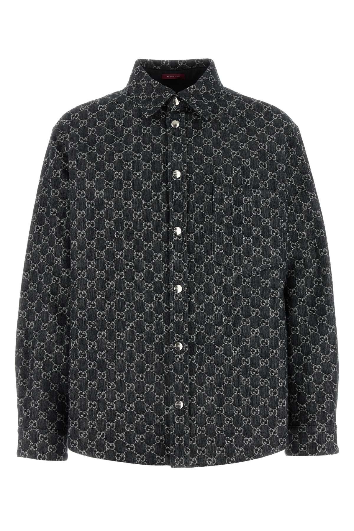 Gucci Embrodiered Denim Reversible Shirt Greynavy Camicie – Men