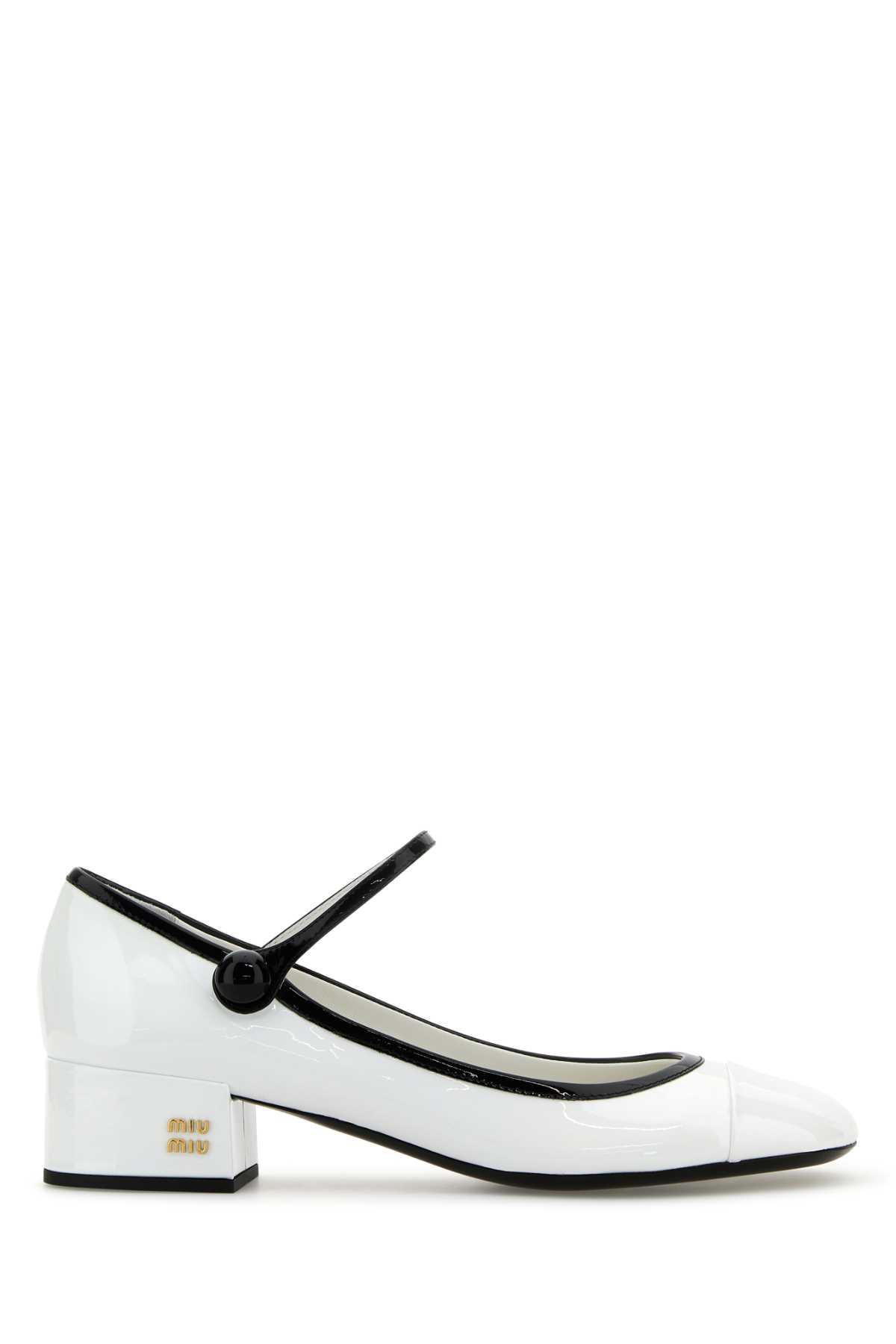 Miu Miu White Leather Pumps Bianconero Vitello Scarpe Con Tacco – Women