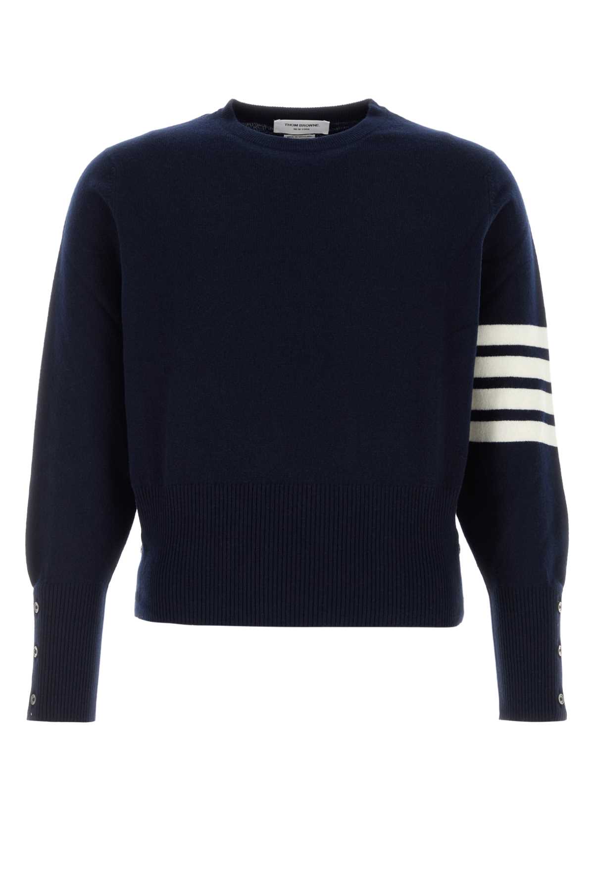 Thom Browne Navy Blue Cashmere Sweater Self Maglieria – Men