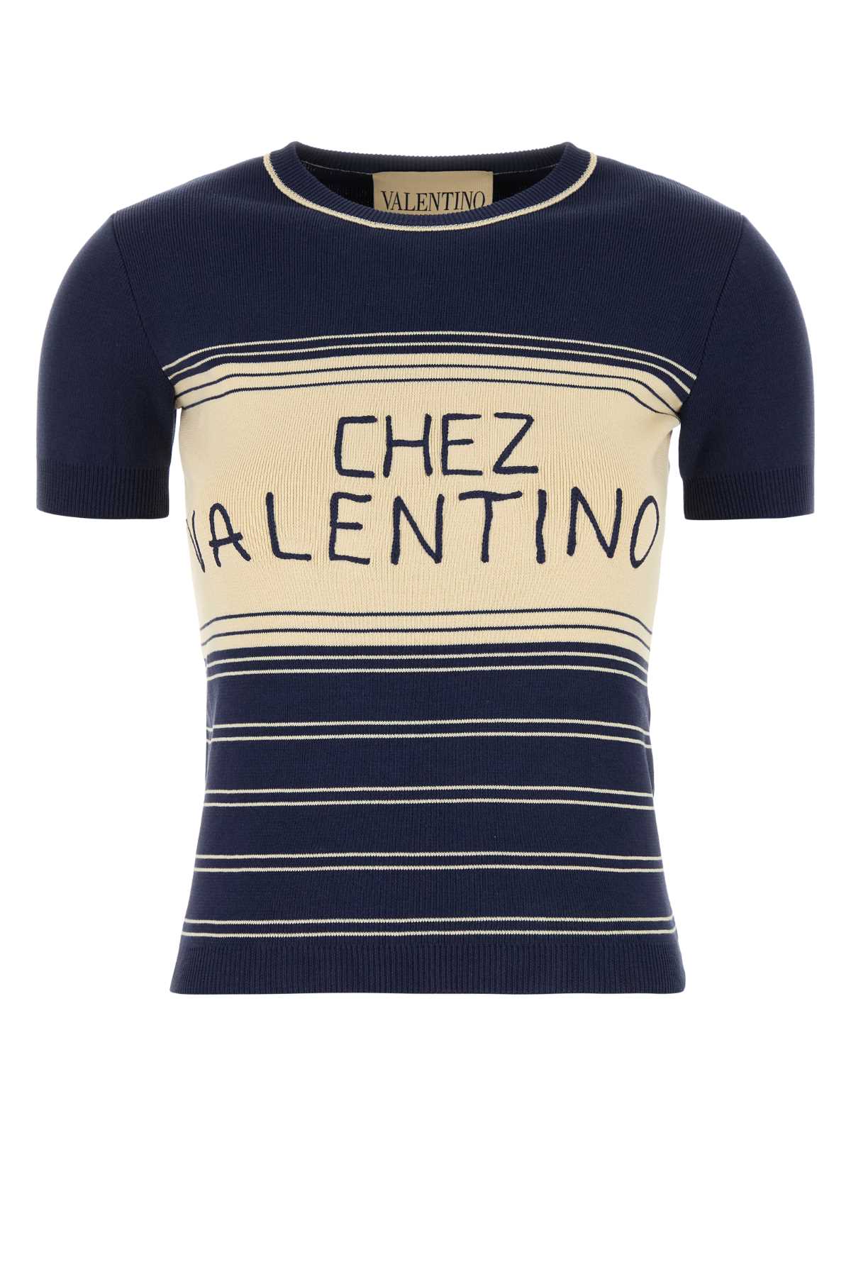 Valentino Garavani Navy Blue Cotton Sweater Provencebluebetulla Exterior: Maglieria – Women
