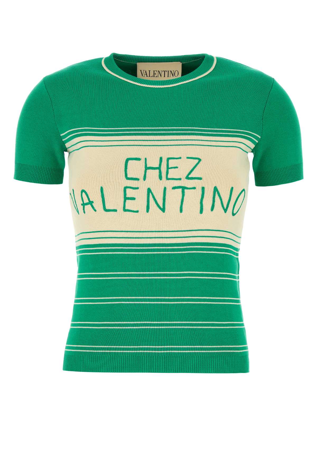 Valentino Garavani Grass Green Cotton Sweater Emeraldbetulla Exterior: Maglie – Women