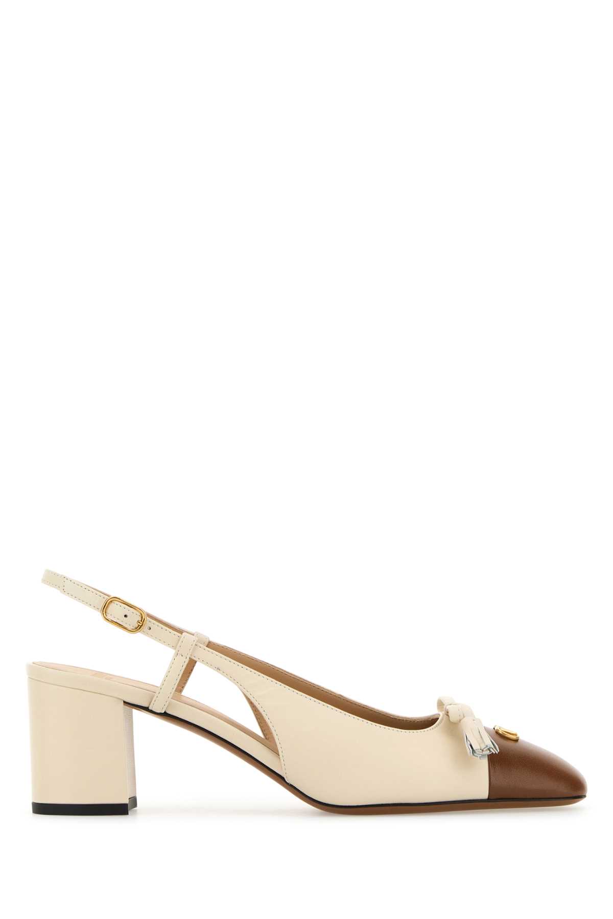 Valentino Garavani Sand Leather Vlogo Signature Pumps Butterwhitetobacco Scarpe Con Tacco – Women