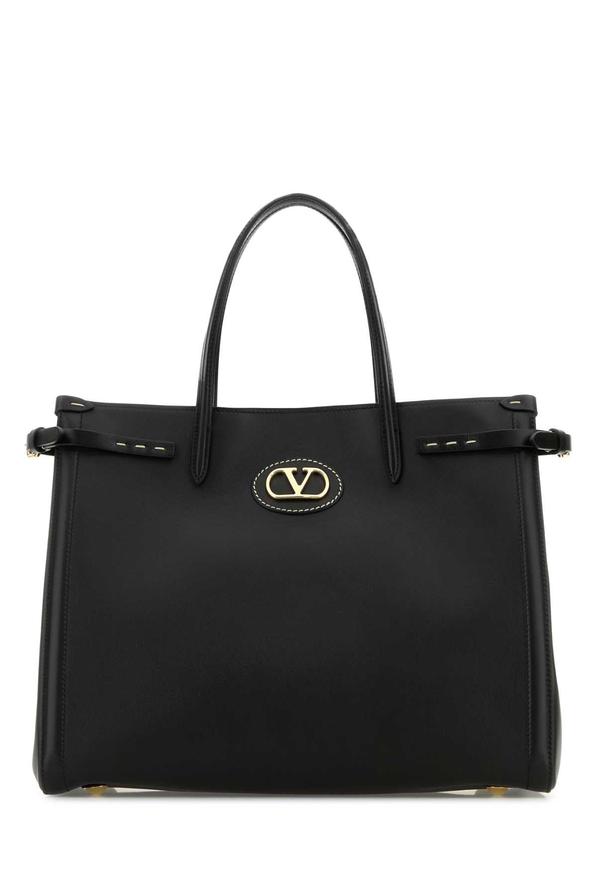 Valentino Garavani Black Leather Antibes Shopping Bag Nero Borse A Mano – Women