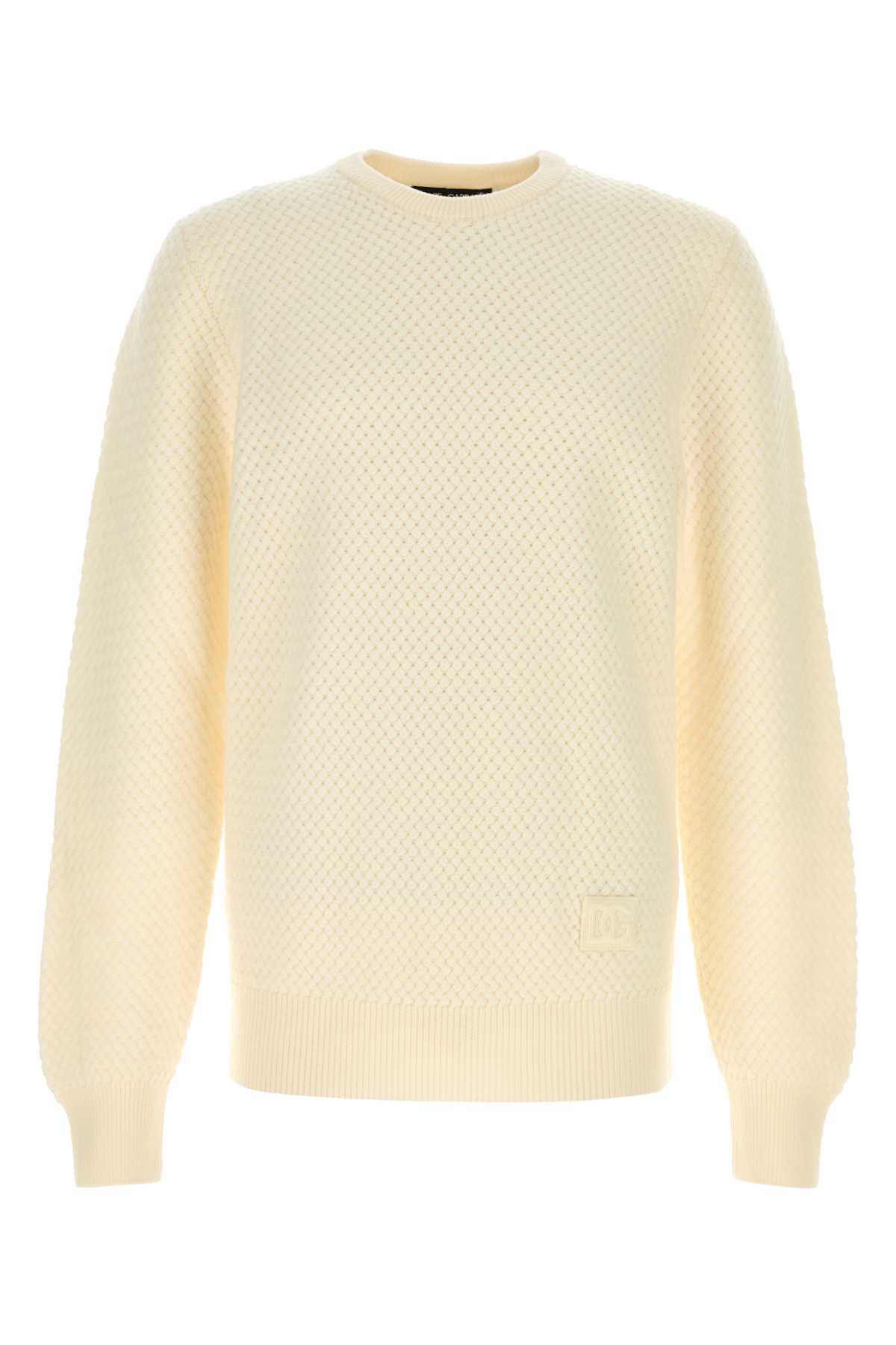 Dolce & Gabbana Ivory Wool Sweater Biancobrillante Exterior: Virgin Maglieria – Men