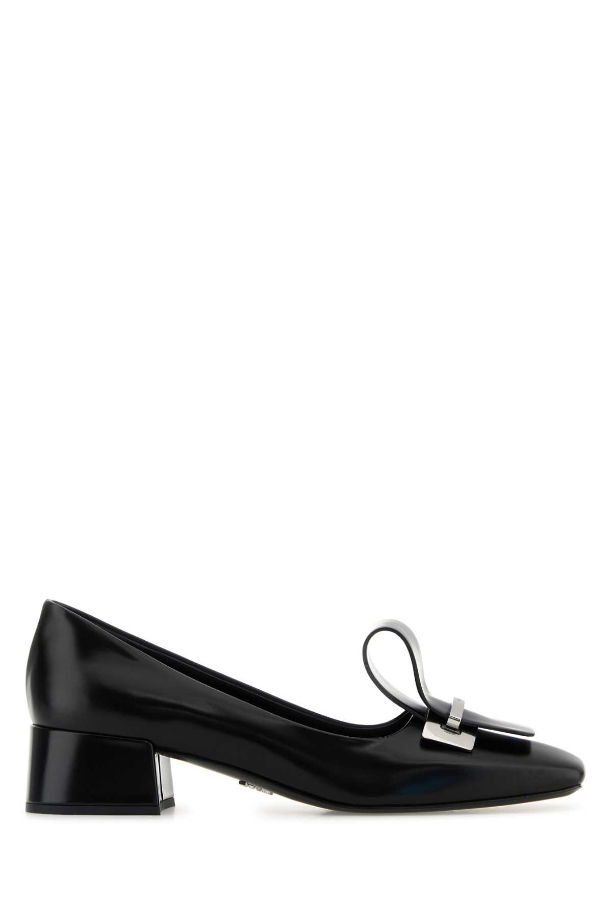 Prada Black Leather Pumps Nero Vitello Scarpe Con Tacco – Women