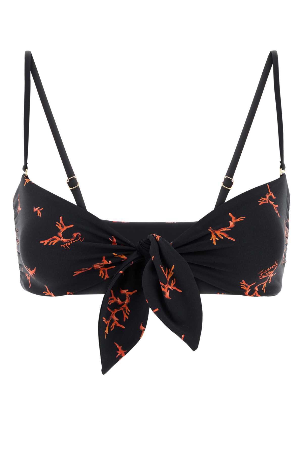 Fendi Printed Stretch Nylon Bikini Top Black+marsala Costumi Da Bagno – Women