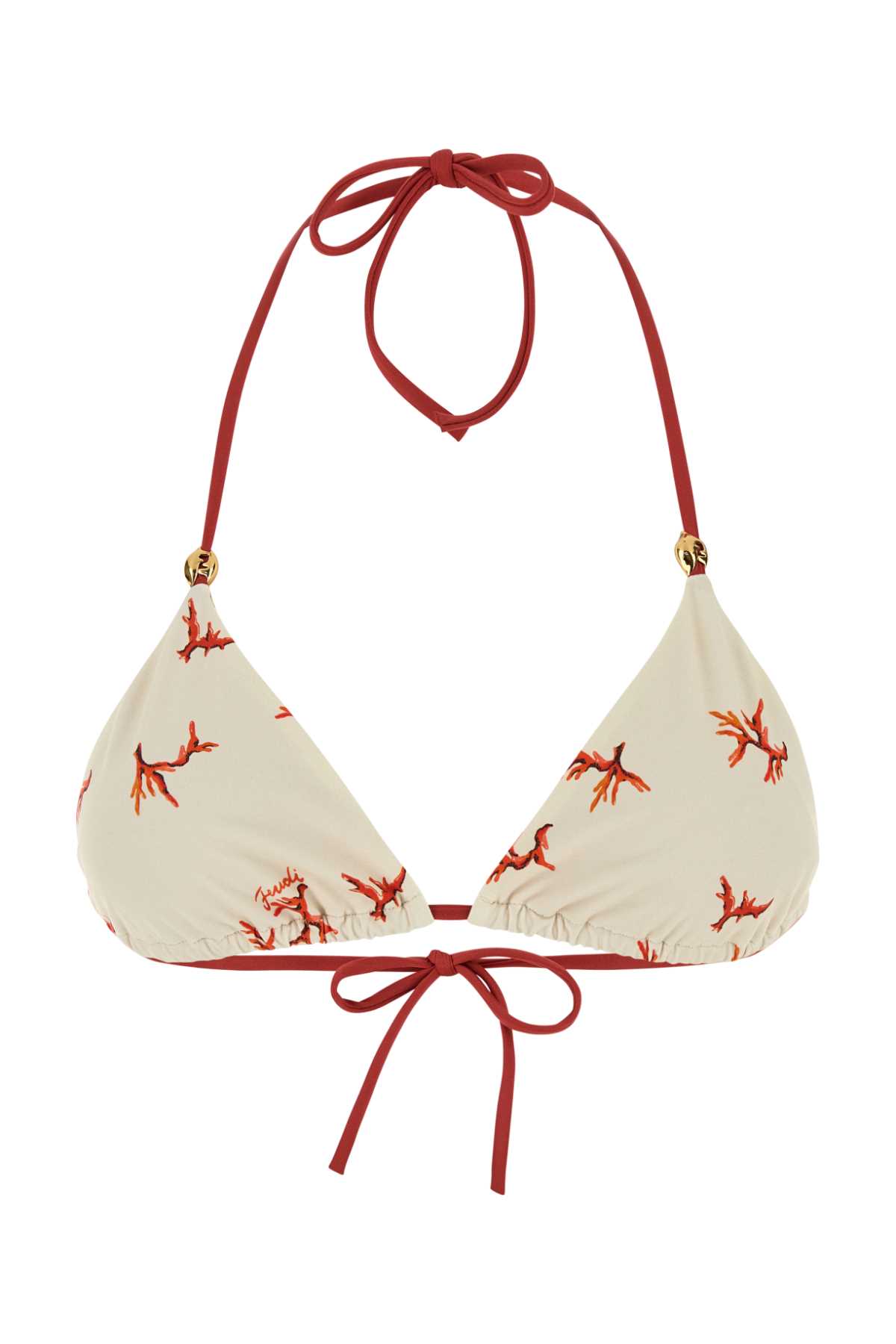 Fendi Printed Stretch Nylon Bikini Top Offwhite+marsala Costumi Da Bagno – Women