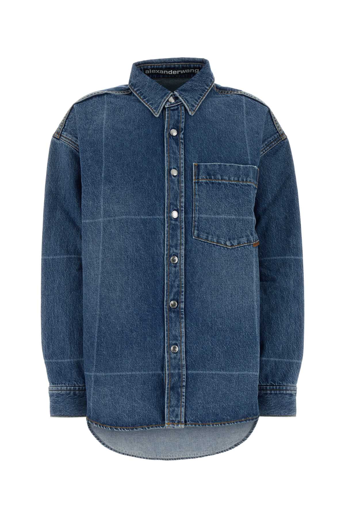 Alexander Wang Denim Oversize Shirt Vintagemarbledblue Exterior: Cotton Camicie – Women