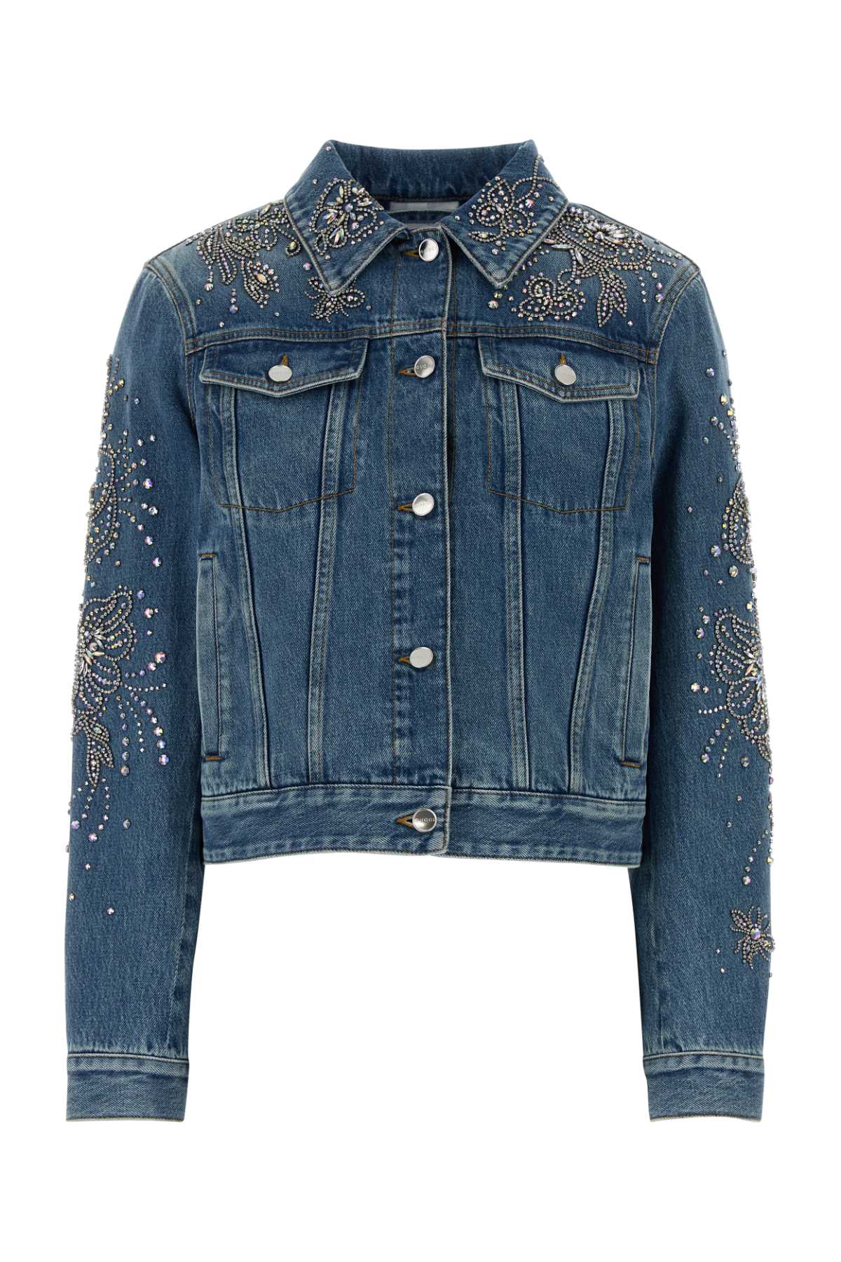 Gucci Denim Jacket Blueandbeigestripes Maglie – Women