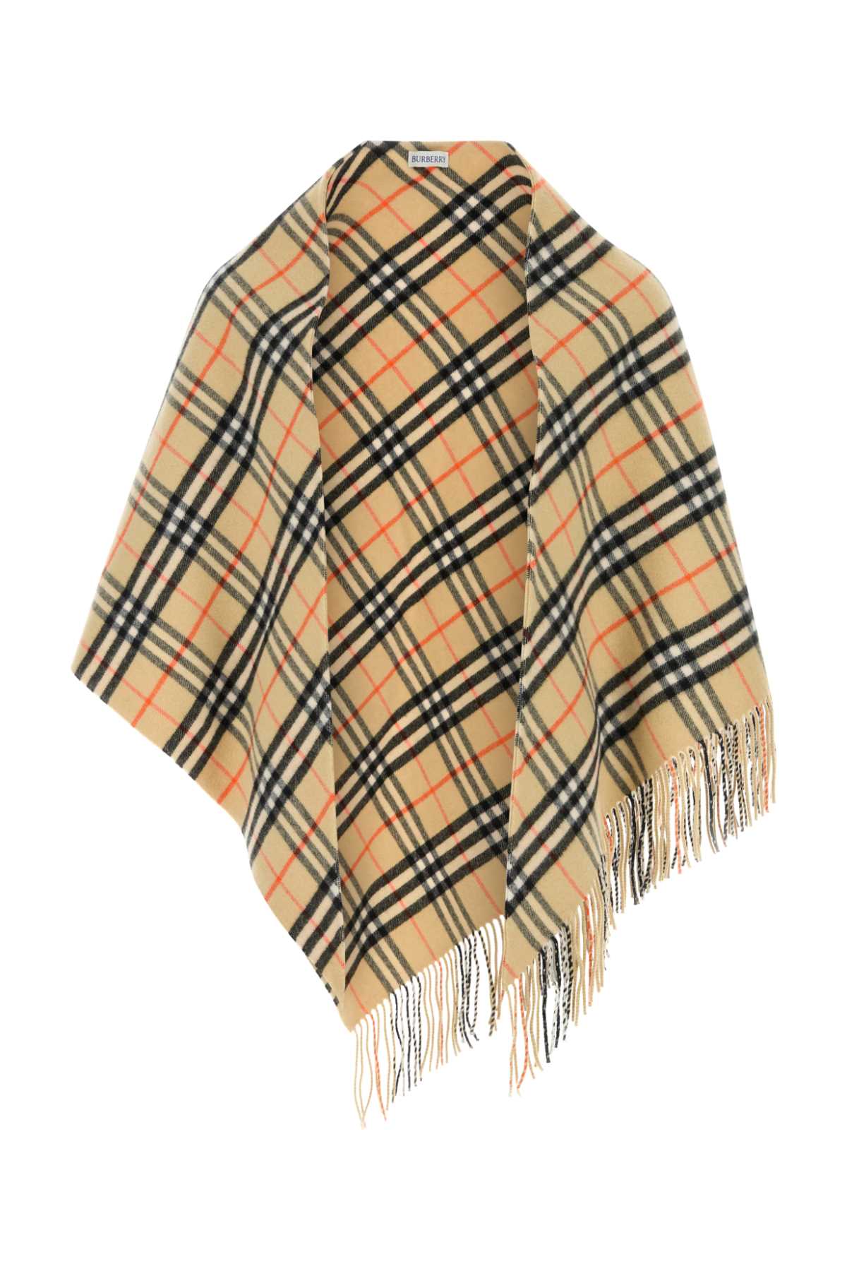 Burberry Embroidered Wool Blend Cape Sandpeatsilver Exterior: Cashmere Maglieria – Unisex