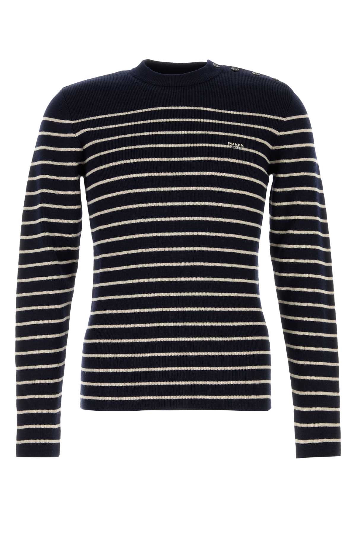 Prada Embroidered Wool Sweater Bleu Maglieria – Men