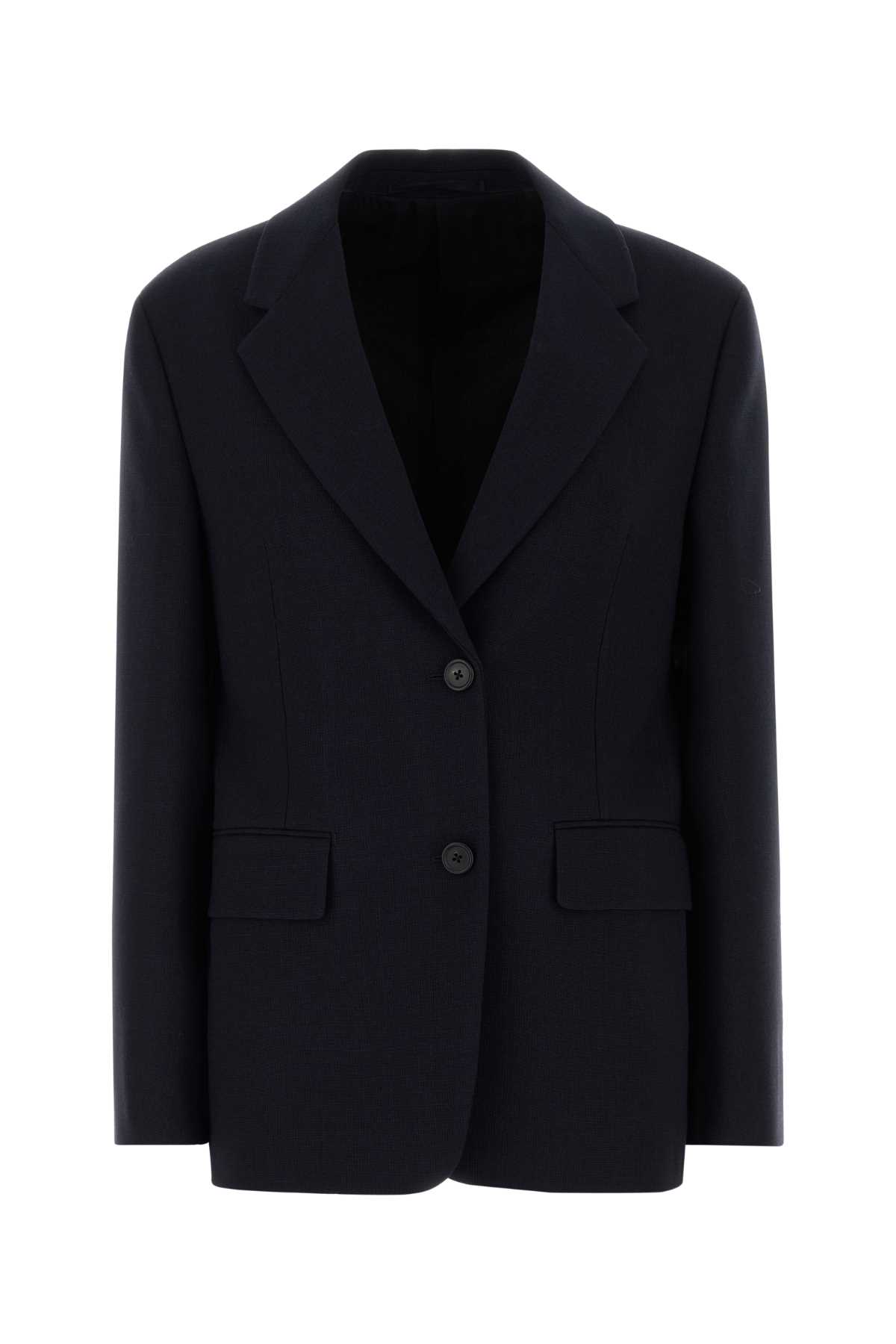 Prada Midnight Blue Wool Blazer Bleu Giacche E Gilet – Women