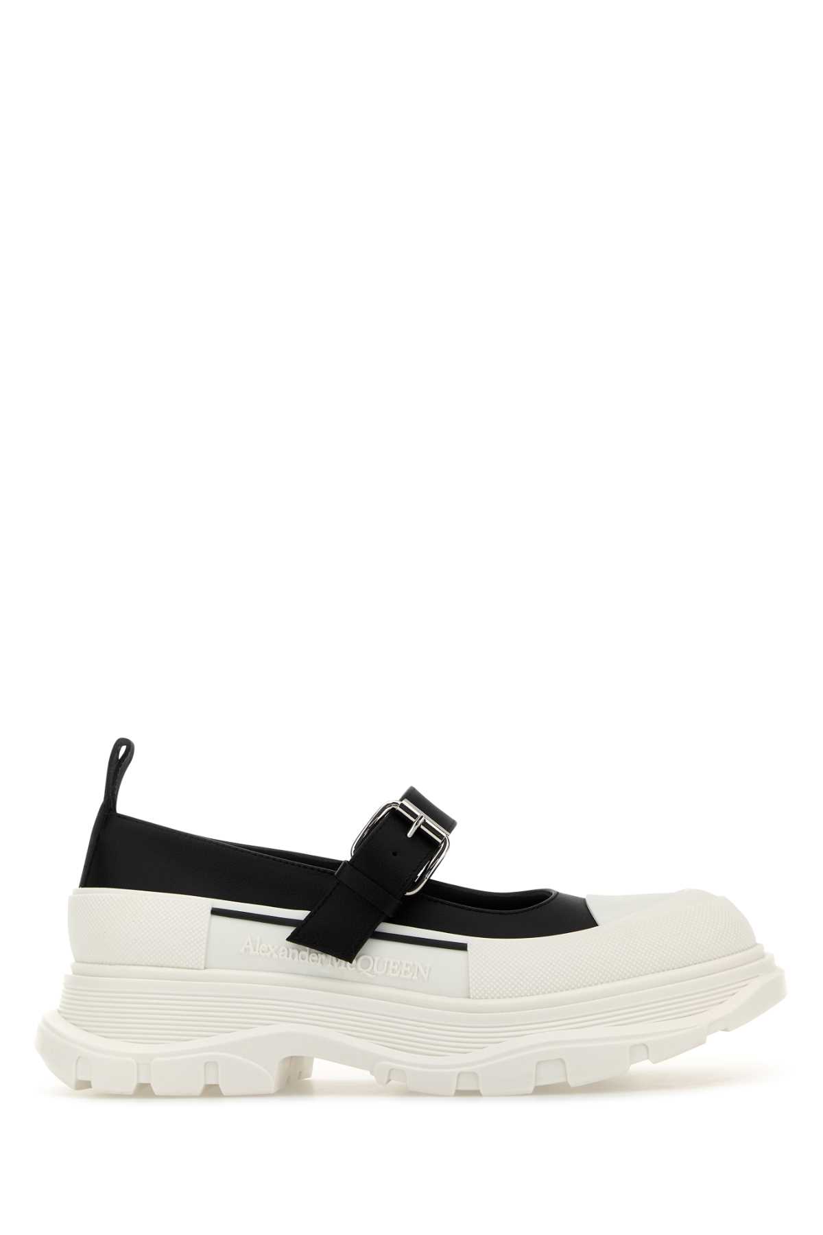 Alexander McQueen Two-Tone Leather And Rubber Ballerinas Blackwhitewhitesi Shoe Textile Upper Ballerine – Women