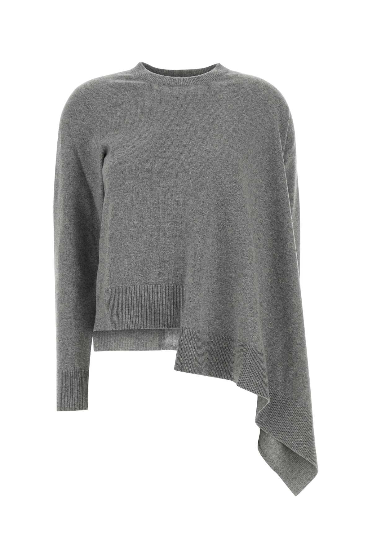 Alexander McQueen Grey Cashmere Blend Sweater Palegreymelange Asymmet Crwnk Jumper Maglieria – Women